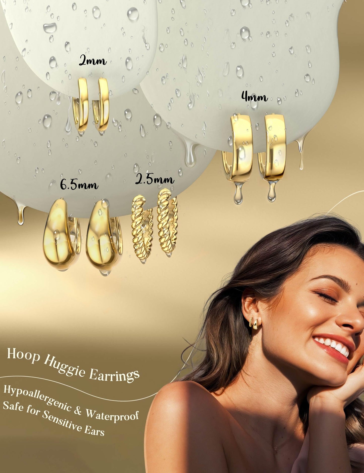 Jstyle Small Gold Hoop Earrings for Women Trendy 14K Gold Plated Huggie Earring Stacks Hypoallergenic Huggie Earrings Set Dainty Chunky Cartilage Earring Sets for Multiple Piercing Jewelry Gift