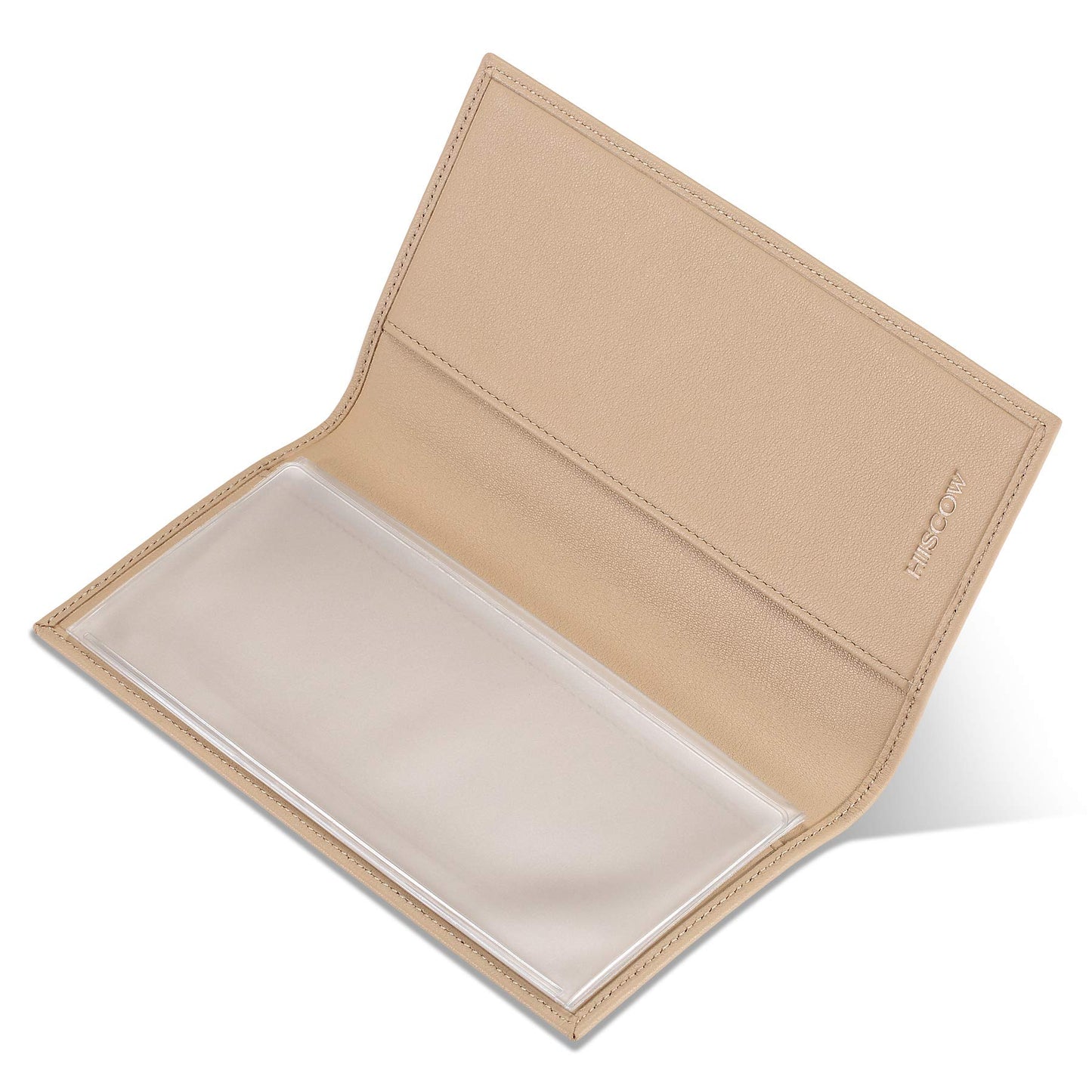 HISCOW Minimalist Checkbook Cover - Full Grain Leather (Premium Apricot)