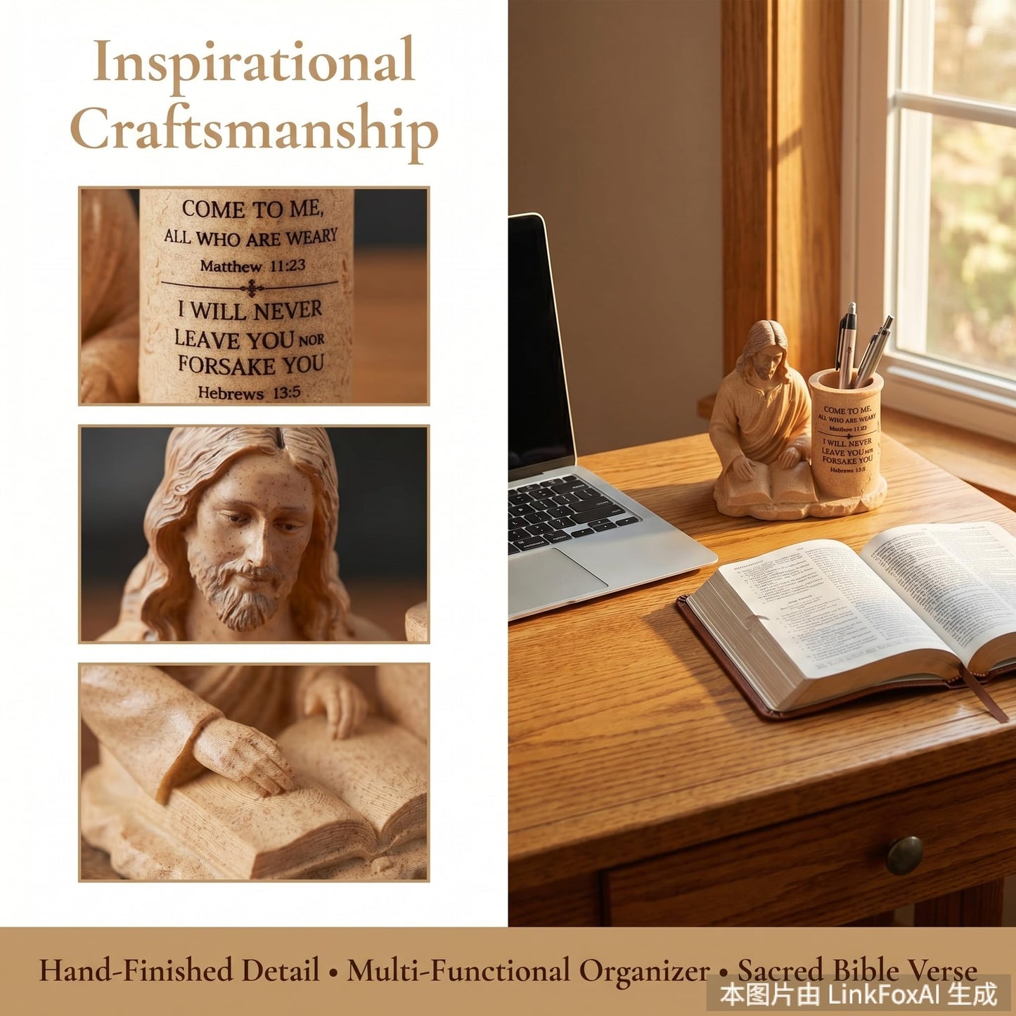 jklhkmhj Jesus Pen Holder With Bible Verse,Jesus Inspirational Religious Bible Verse Pen Holder Thoughtful Christian Gifts for All Perfect for Office School Home and Stationery Essentials