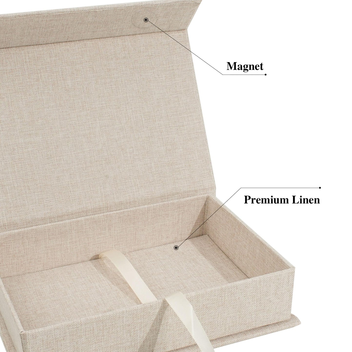 Hiwhy Photo Storage Box 8x10, Linen Memory Photo Box Perfect to Store Your Photo, Pictures, Certificates, Scrapbooking Supplies, Keepsakes and Jewelry Beige