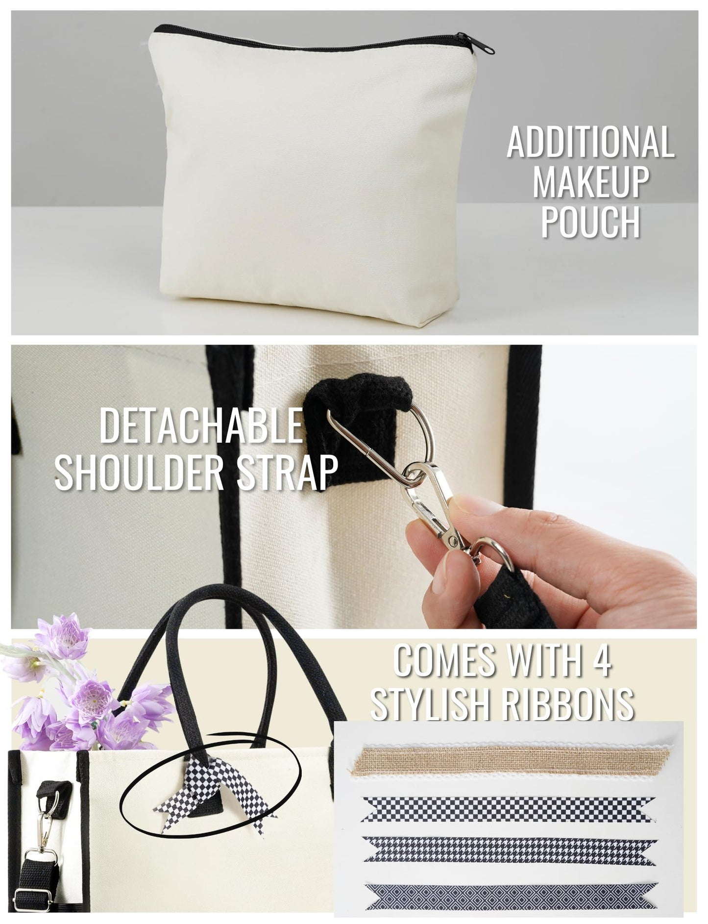 InnoBeta Gamer Gifts for Women & Gamer Girls, Canvas Tote Bag on Christmas or Birthday, Tote with Top Zipper Closure and Shoulder Strap
