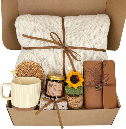 Get Well Gift for Women,Sending Sunshine Self Care Package Thinking of You Unique Birthday Gift Baskets for Women Best Friend Sister Mom Teen Girls Wife Girlfriend