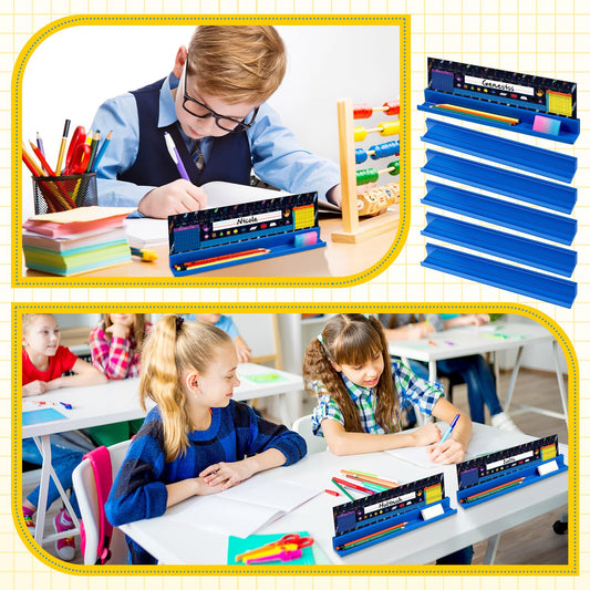 PerKoop 35 Pcs Classroom Desk Name Plates Holder Set Index Cards Storage Classroom Name Tags Kids Desk Accessories Desktop Helper Prop and Park Station Tray Organizer Water