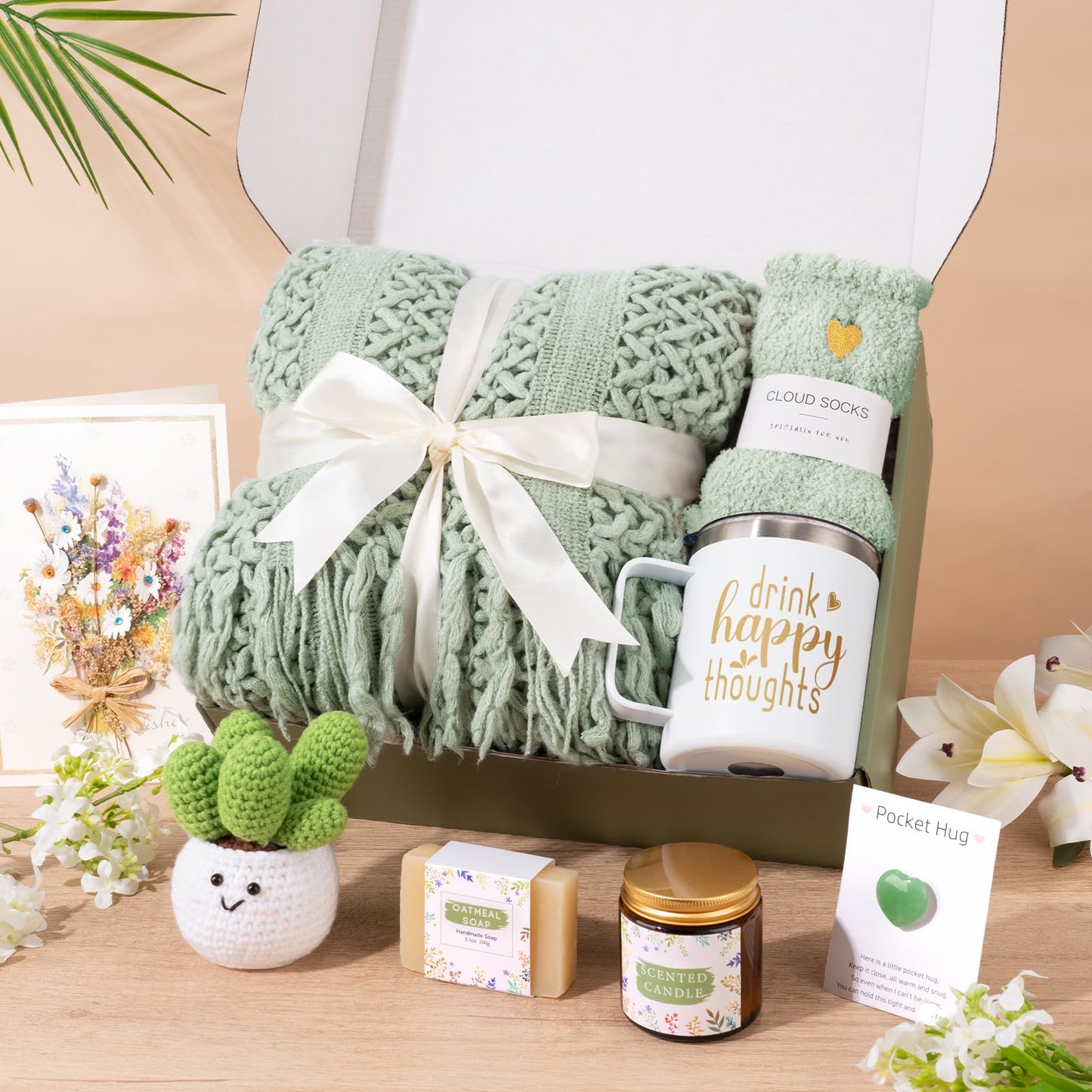 Self Care Gifts for Women Get Well Soon, Gift Baskets for Women, Inspirational Birthday Gifts for Woman, Sympathy Thinking of you, Spa Set for New Mom Friend Sister