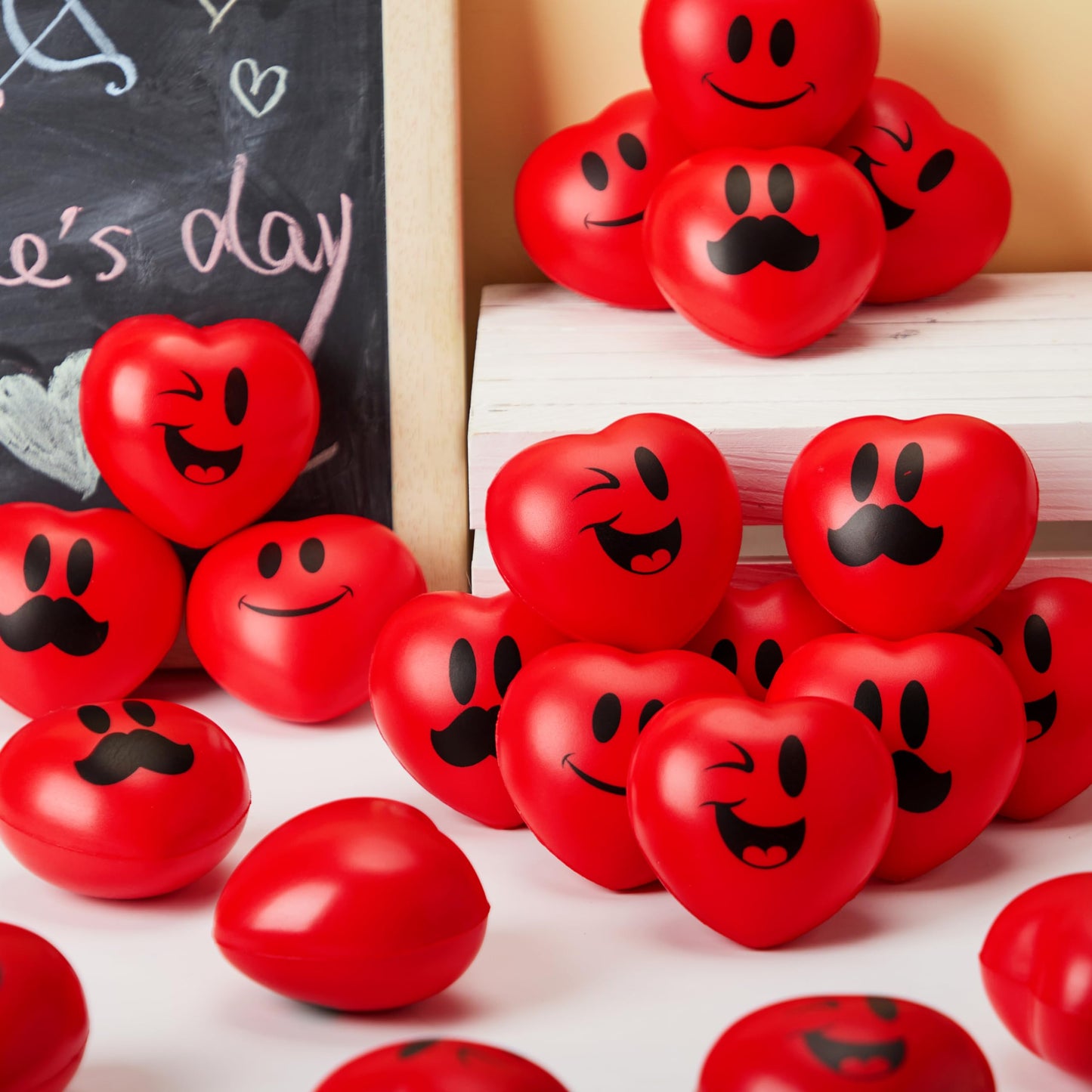 JOYIN 15 PCS Valentines Day Heart Shaped Stress Relief 3“ Balls for Kids Party Favors, School Classroom Exchange Prizes Gift