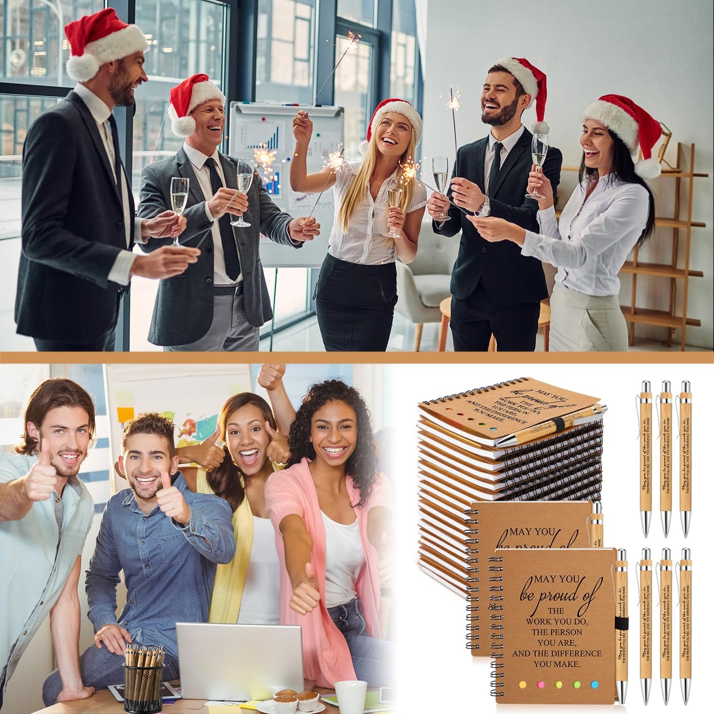 Moinchore 20 Sets Teacher Appreciation Gifts Thank You Gifts Inspirational Spiral Notebooks with Sticky Notepad and Bamboo Pen Nurse Week Gift for Team Nurse Coworker Graduation (May You Be Proud)