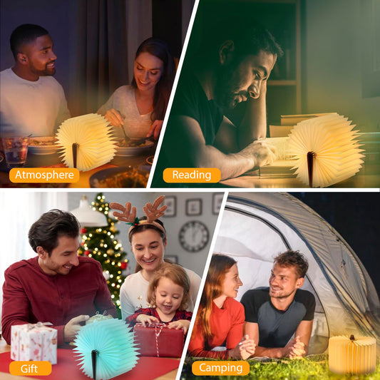 ZBOLE Unique Gifts for Book Lovers Women, 12 Colors Portable Book Lamp with Remote, Folding Book Light, Lovely Gift for Christmas, Birthday, Back to School & Bookshelf & Home Decor (Maple)