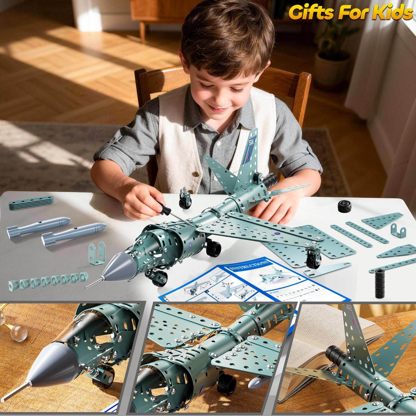 MSKOLER Building Toys Model Airplane Kits for Boys 8-12, Project Building Toys for Kids, Educational Assembly Science Kit, Airplane Toy, Birthday Gifts for Teenagers Boys Ages 8 9 10 11 12