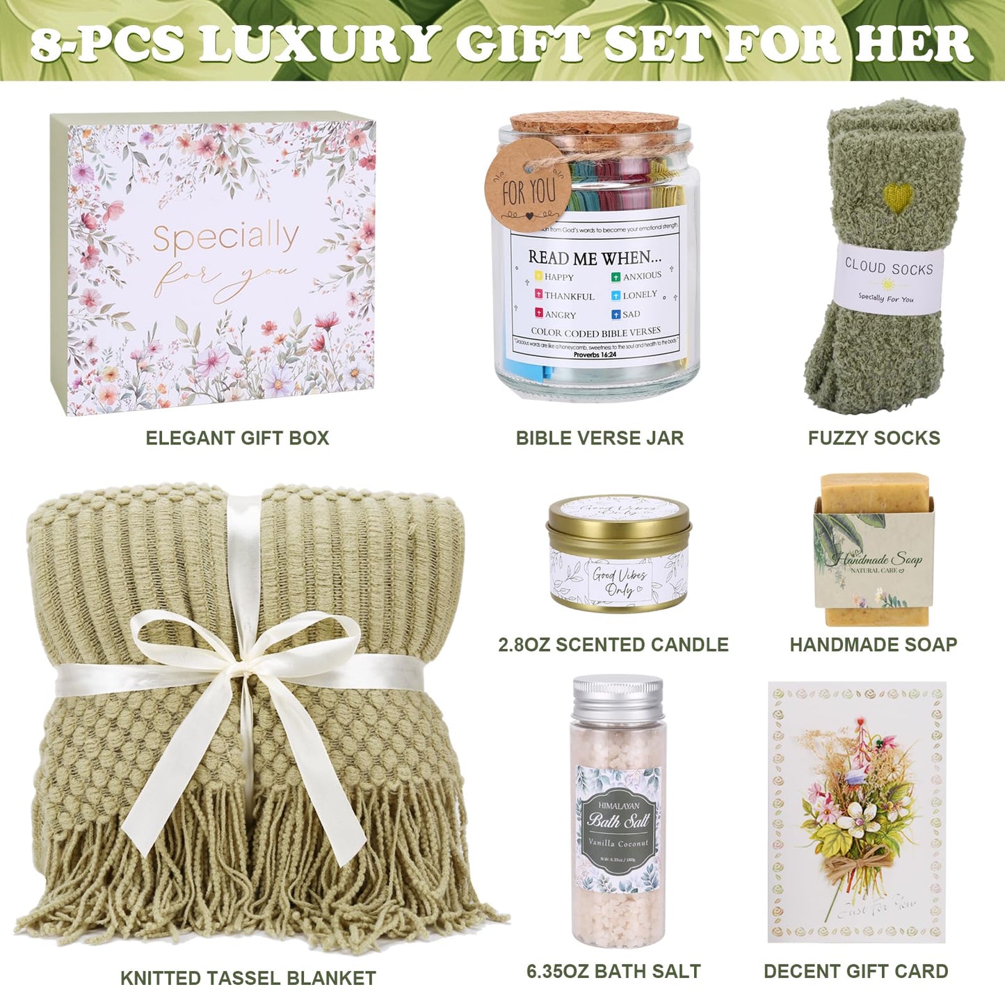Mother’s Day & Birthday Gift for Women – Luxury Self Care Spa Gift Basket, Get Well Soon Care Package, Thinking of You Sympathy Gift for Mom, Friend, Her