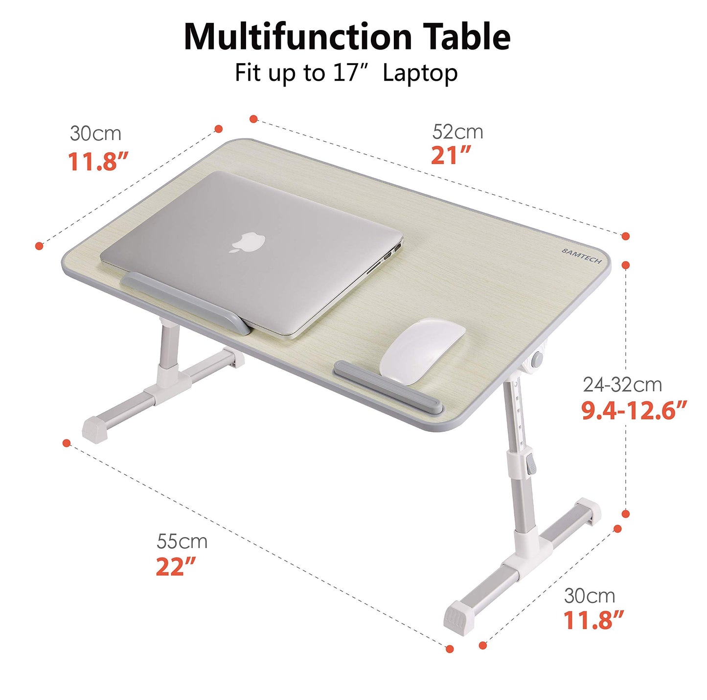 Lap Desk for Laptop, 8AMTECH Ajustable Lap-top Table with Cooling Fan Office Desk for Laptop, Working, Reading, Writing, Drawing and Eating in Bed Sofa Floor Couch