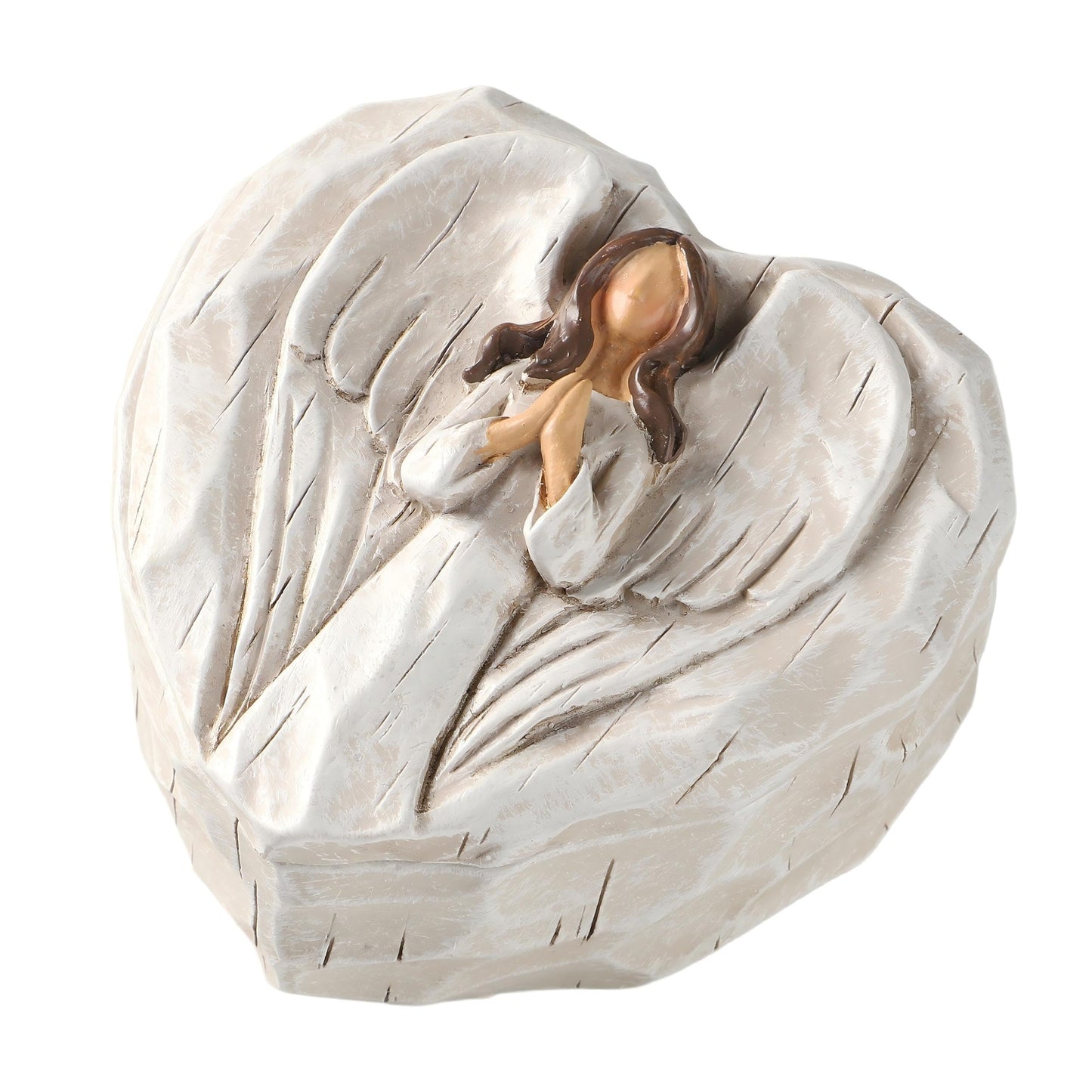 Hodao Angel Jewelry Box - Mothers Day Gifts for Mom Grandma, Heart Shaped Sculpted Keepsake Box with Guardian Angel Figurine, Religious Spiritual Gift for Women Friends