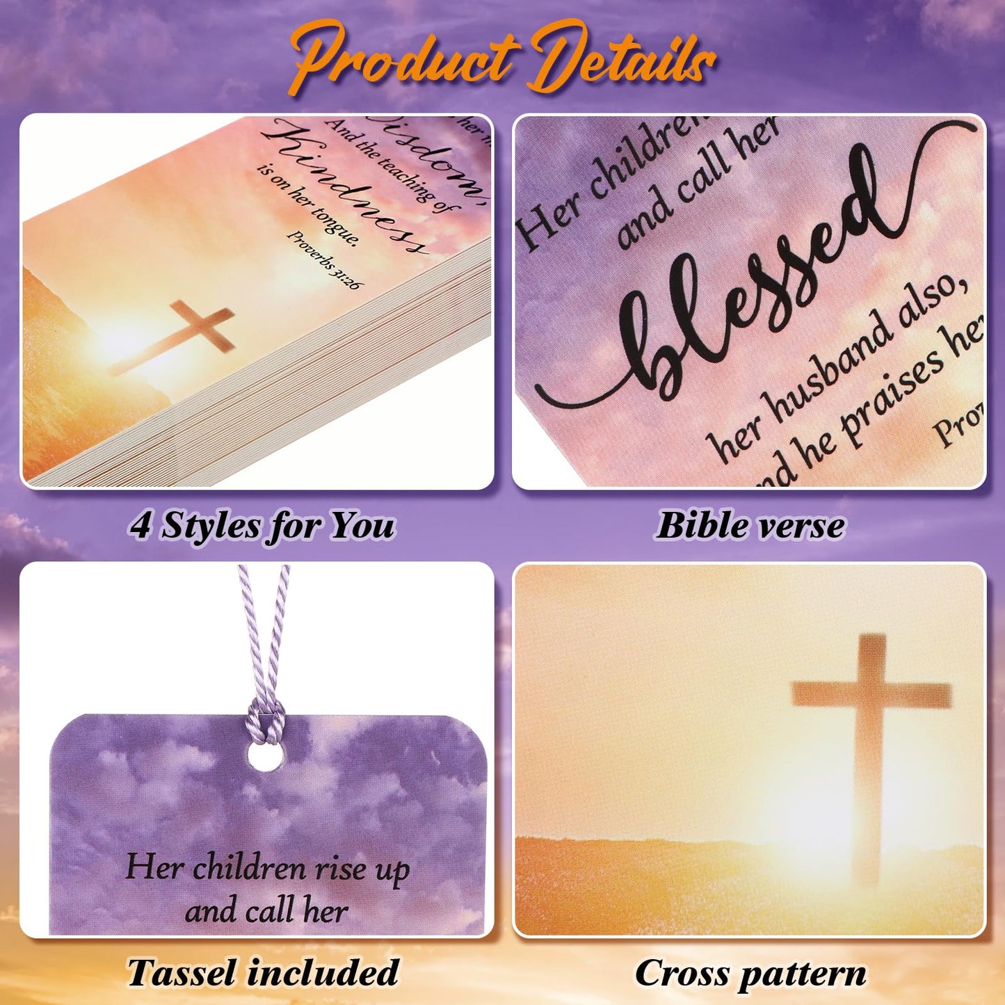Chiisong 100 Sets Christian Bookmark for Mom Mother's Day Gift Bible Verses Bookmark with Tassel Religious Inspirational Scripture Book Marks, Gift for Mom Mother's Day Women Church Book Lover