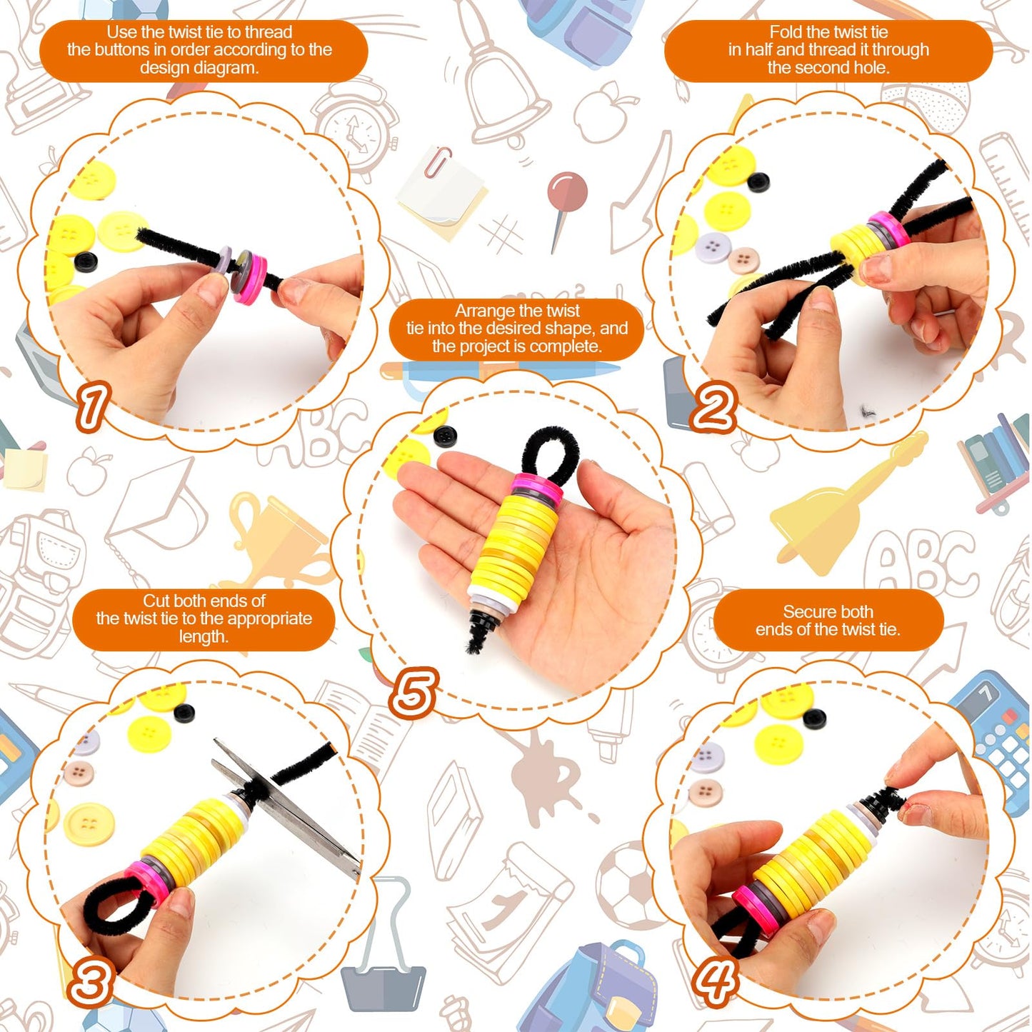 12 Sets Preschool Graduation Craft Kits 2026 Grad Pencil Button Ornament Back to School Hanging Ornament for Classroom First Day of School Student Teacher Appreciation Party Decor