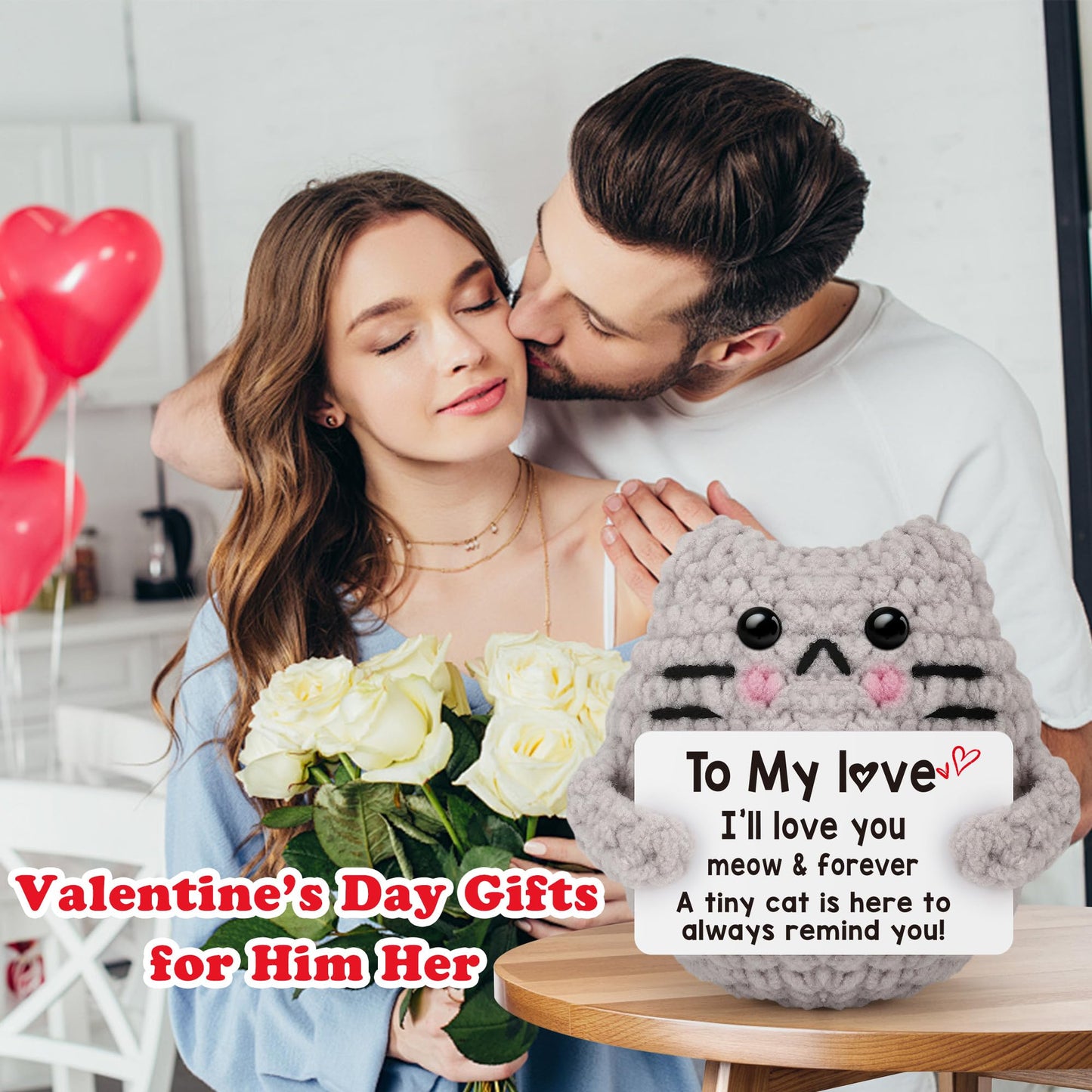 tGifGLonyi Anniversary Birthday Gifts for Women Men Gifts for Him Her Boyfriend Girlfriend Handmade Crochet Cat I Love You Valentines Day Gift for Couples Wife Husband