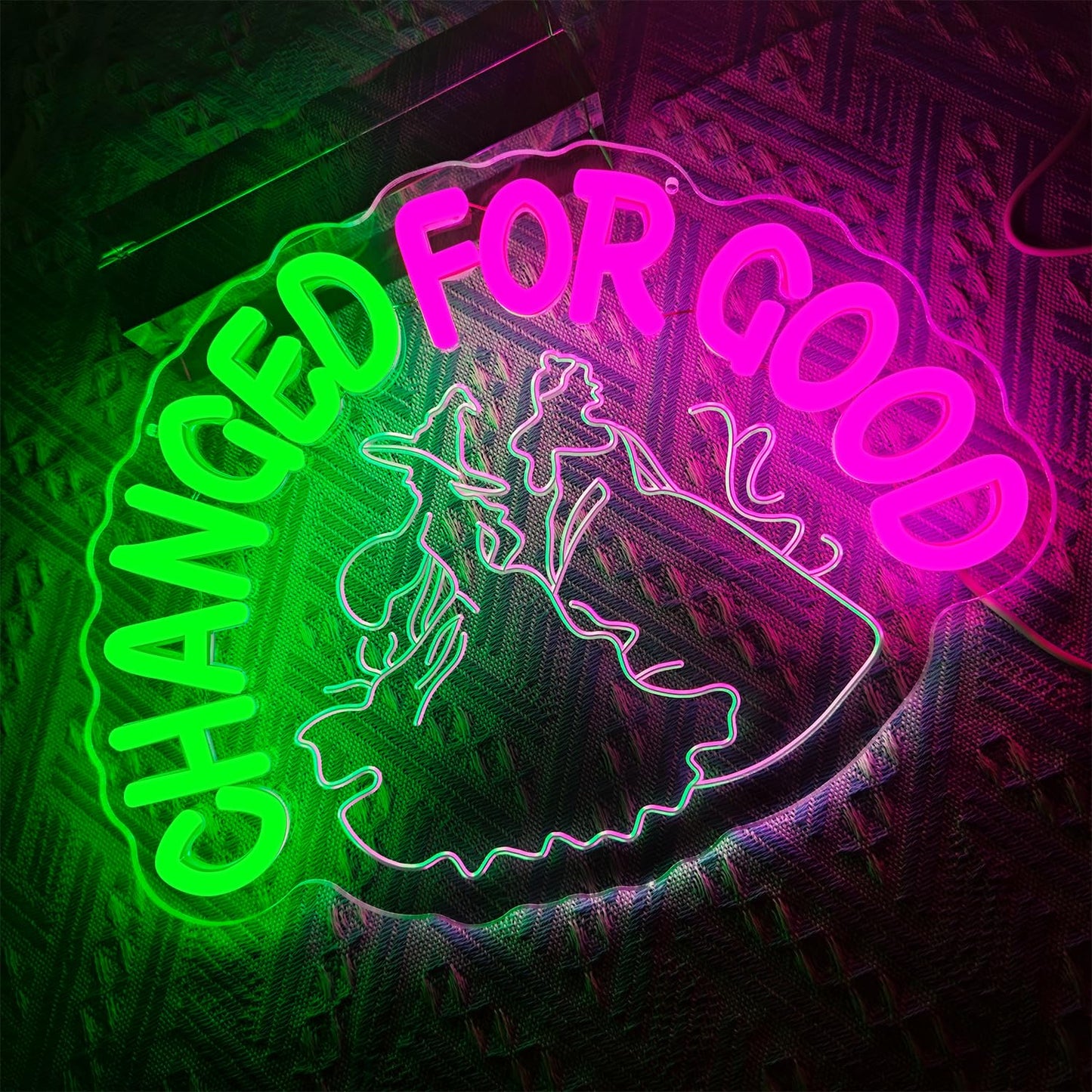 Changed for good Neon Signs Witch Magic Movie Neon Sign Change for Good Neon Sign for Wall Decor Green Pink Christmas Gifts for Fans Party Wall Decor