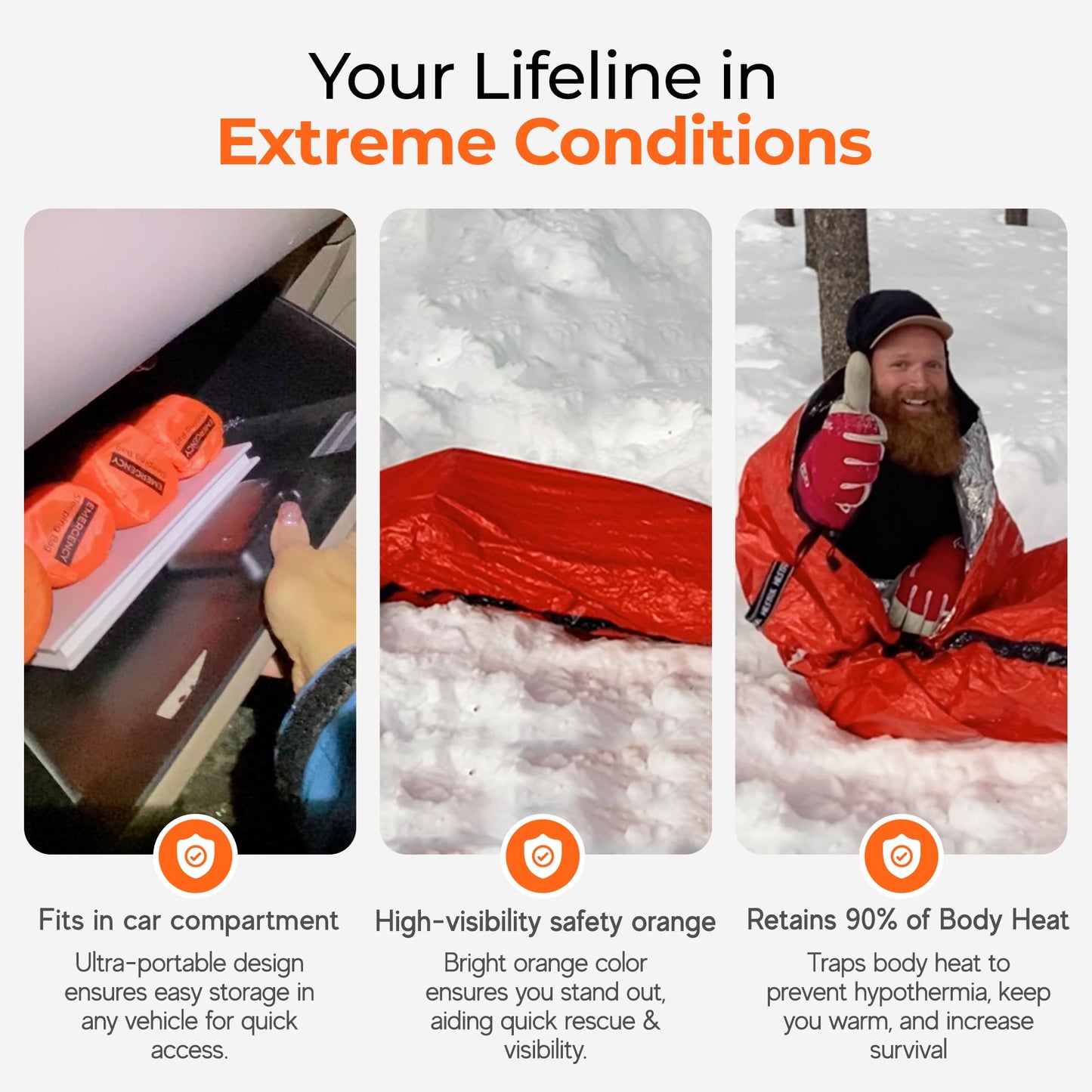 Sierra Madre Emergency Sleeping Bag – Ultralight, Waterproof Mylar Thermal Bivy Sack Tent for Hiking, Bug-Out Bags, Survival Kits – Emergency Survival Space Blanket for Heat Retention 2 Pack