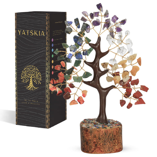 YATSKIA 7 Chakra Tree of Life Crystal Tree, Crystals and Healing Stones, Birthday Gifts for Women, Home Office Decor, Gemstone Tree, Crystal Gift (7-8 Inch)