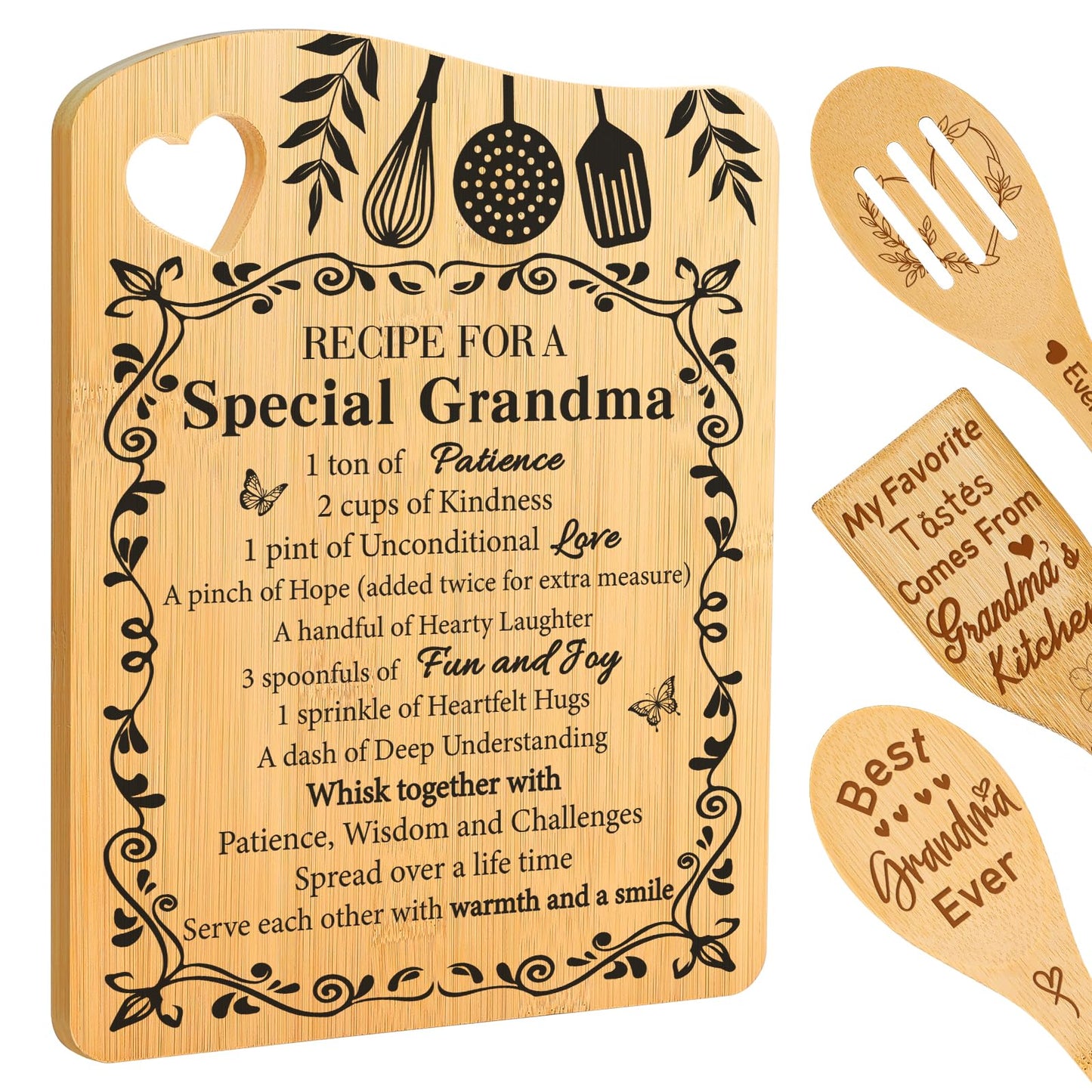 Aremdys Grandma Gifts, Grandma Birthday Gifts from Grandkids Cutting Board Set Kitchen Valentines Day Gift for Grandmother Practical Gifts Christmas Birthday Mother's Day Gifts Idea for Nana Gigi