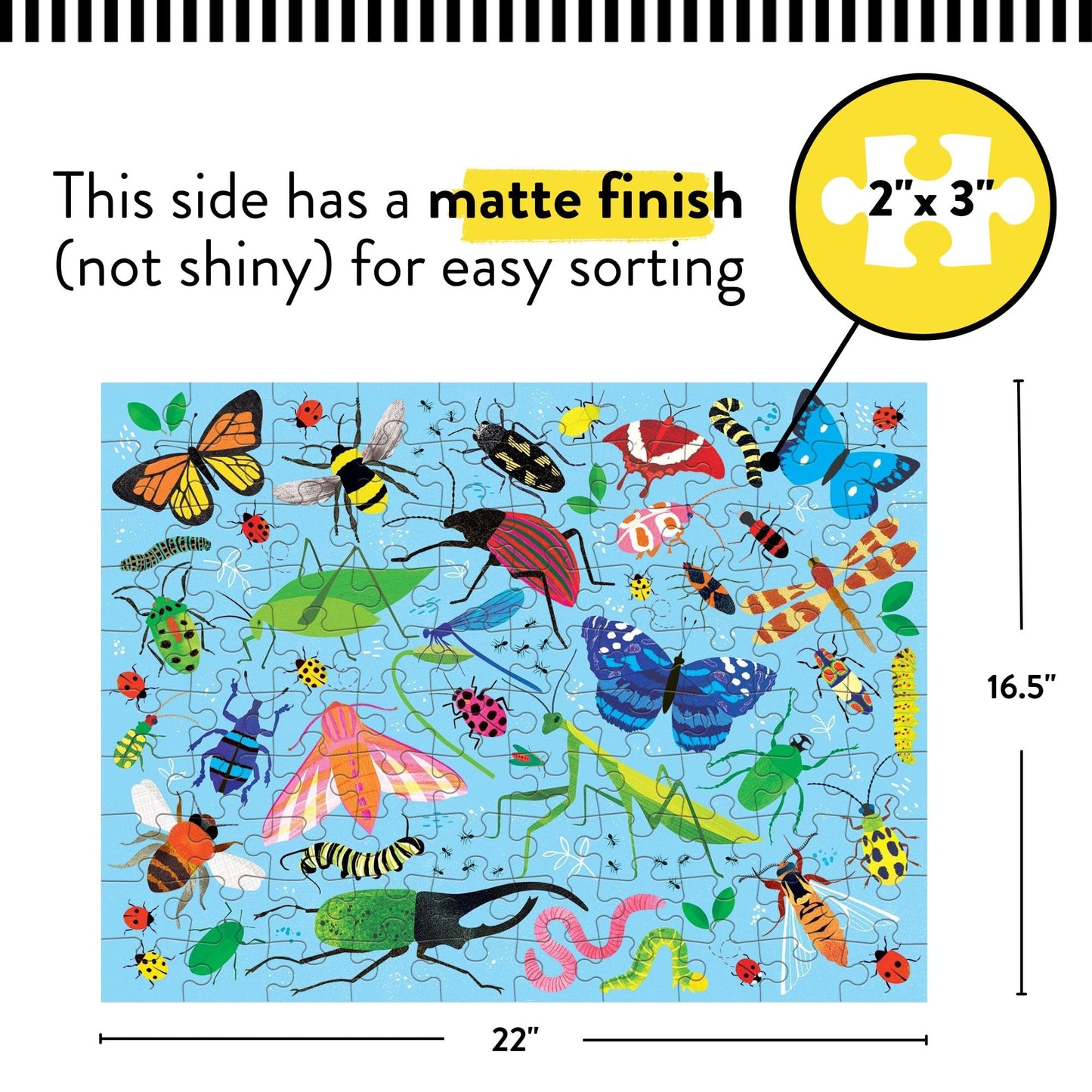 Mudpuppy Bugs and Birds Double-Sided Puzzle, 100 Pieces, 22” x 16.5” – Perfect Family Puzzle for Ages 6+ - Colorful Illustrations of Birds on One Side and Bugs on the Other, Multicolor (0735363749)