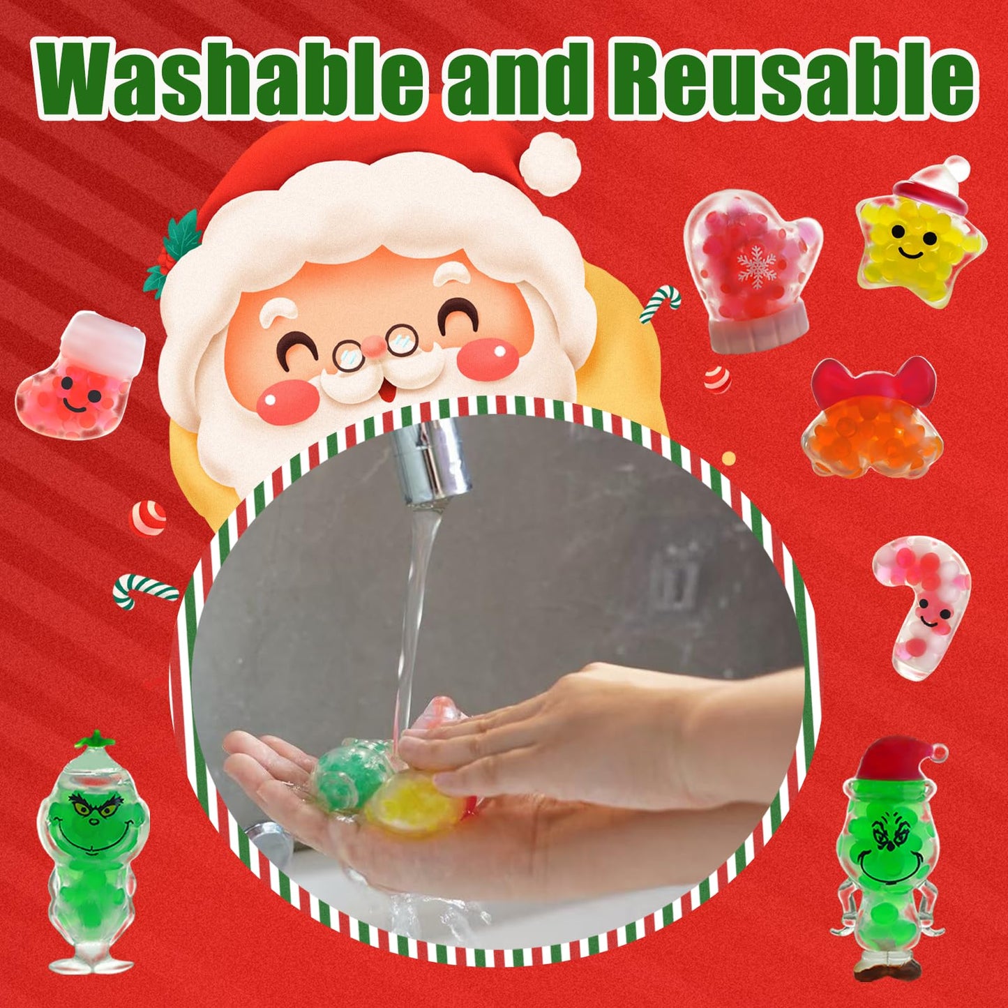 28PCS Christmas Squishies Toys,Stress Ball Fidget Toys for Stress Relief Anxiety,Christmas Party Favors for Stocking Stuffers, Prizes & Gift Box