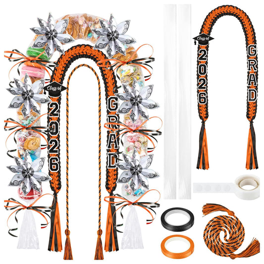 YLOLUL 16 Pcs Graduation Leis 2026 Graduation Candy Lei Kit with Honor Cord Class of 2026 Graduation Ribbon Money Lays Necklace Graduation Gift Party Accessories for Women Men