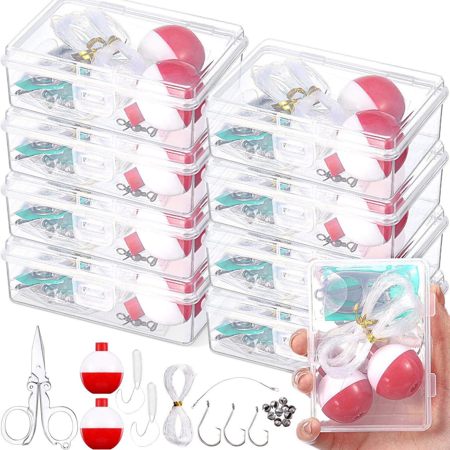 VioraWhite 4 Sets Mini Fishing Kits Bulk Emergency Survival Fishing Kits Fishing Tackle Box with Tackle Included Small Fishing Accessories Kit for Beginner Gifts Summer Outdoor Compact Fishing