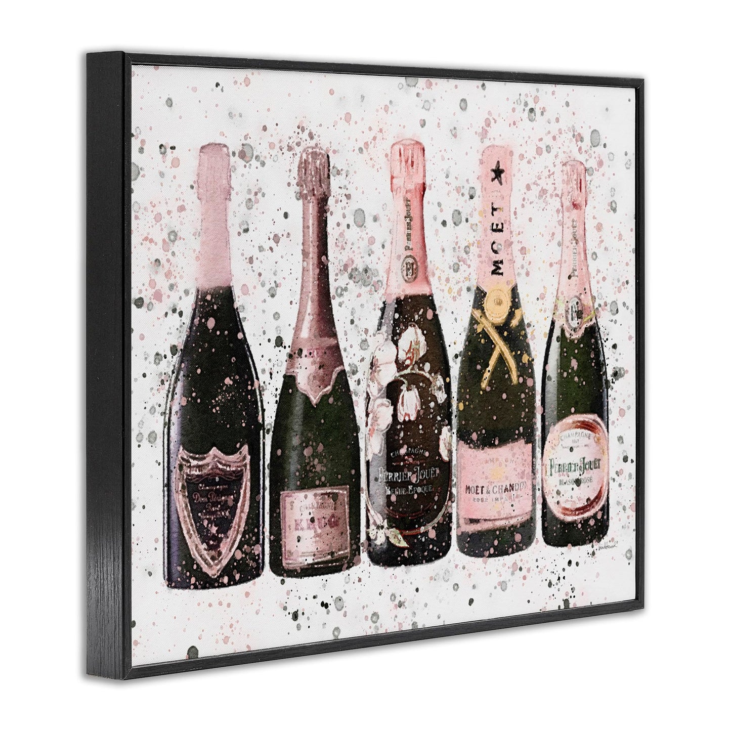 Stupell Industries Chic Pink Rose Bottles Modern Fashion Splash, Designed by Amanda Greenwood Black Framed Wall Art, 11 x 14