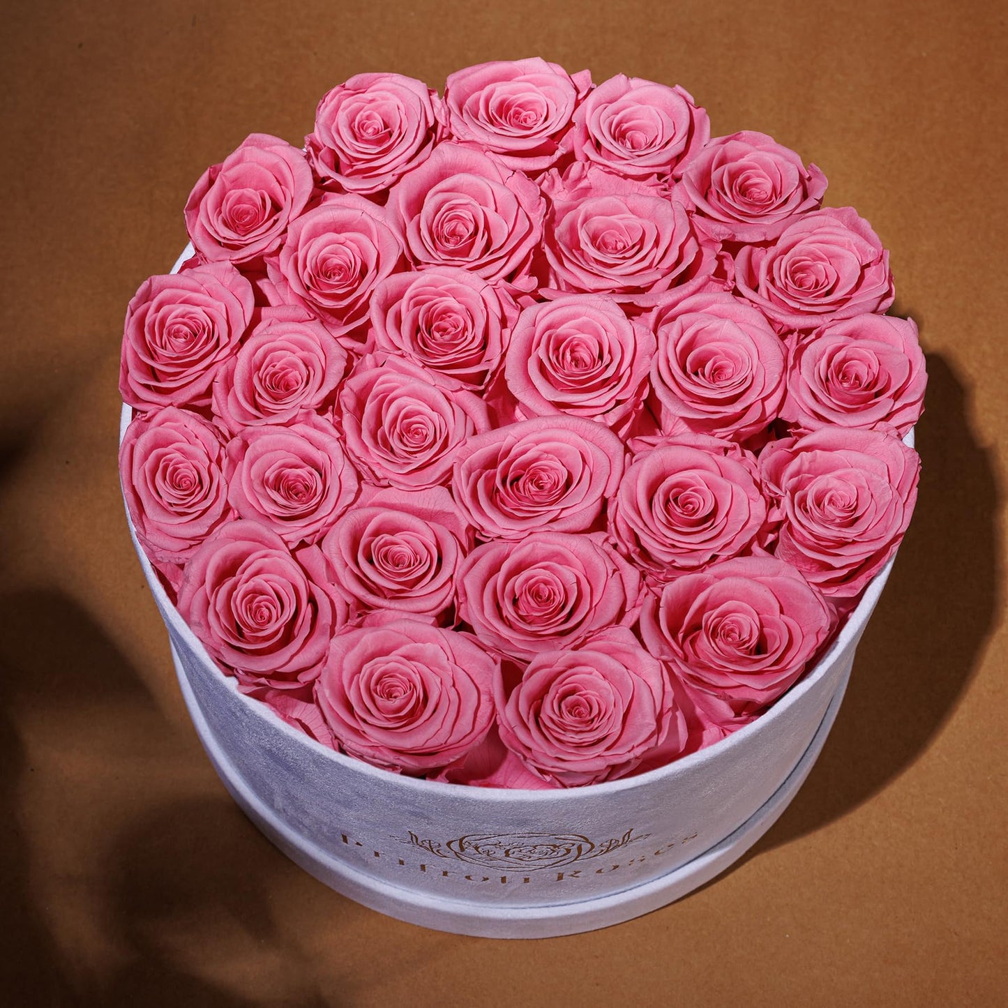Prifroti 27 Flowers in a Luxury Suede Box, Birthday Gifts for Women, Preserved Flowers, Mothers Day Roses Gift for Mom, Light Pink