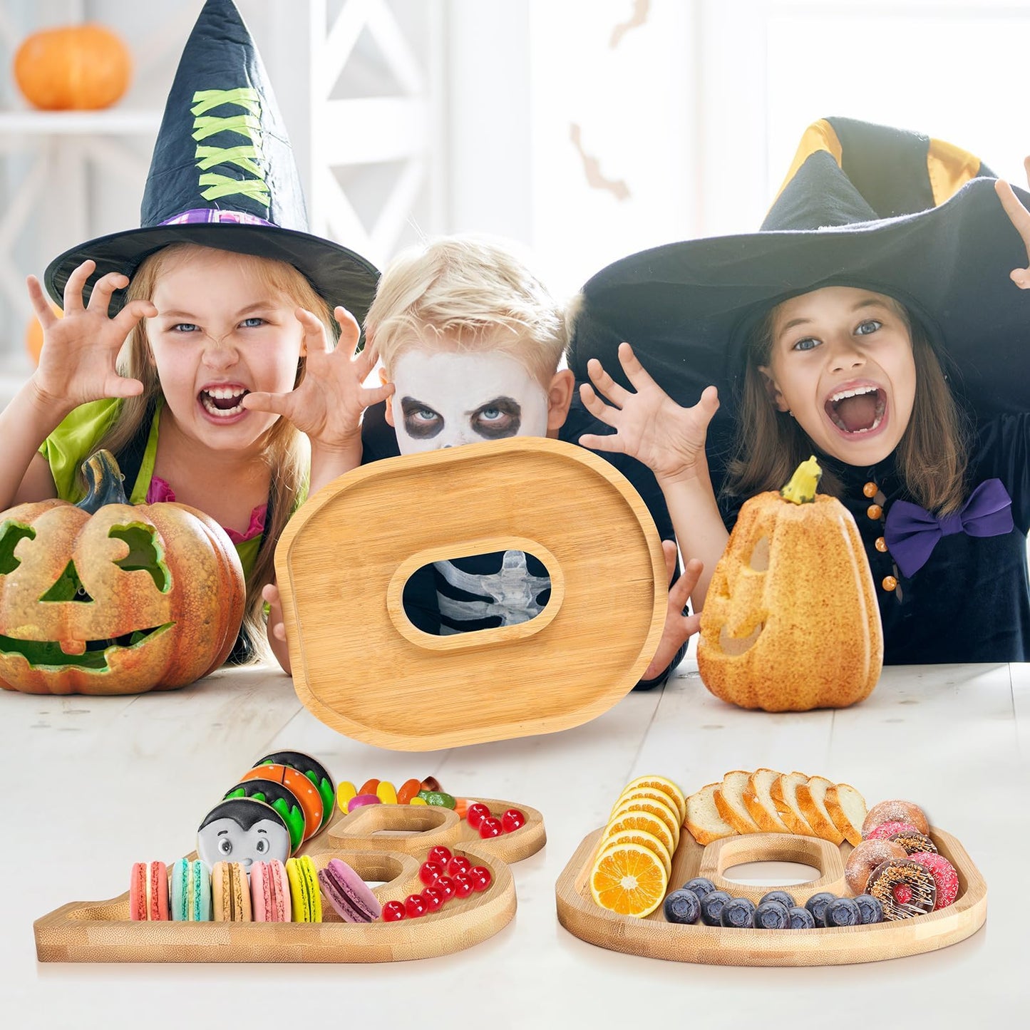 Christmas Boo Charcuterie Letters Bamboo Wood Charcuterie Christmas Board Letter Serving Tray Cheese Board Halloween Serving Tray Plates for Xmas Holiday Candy Cookie Home Party