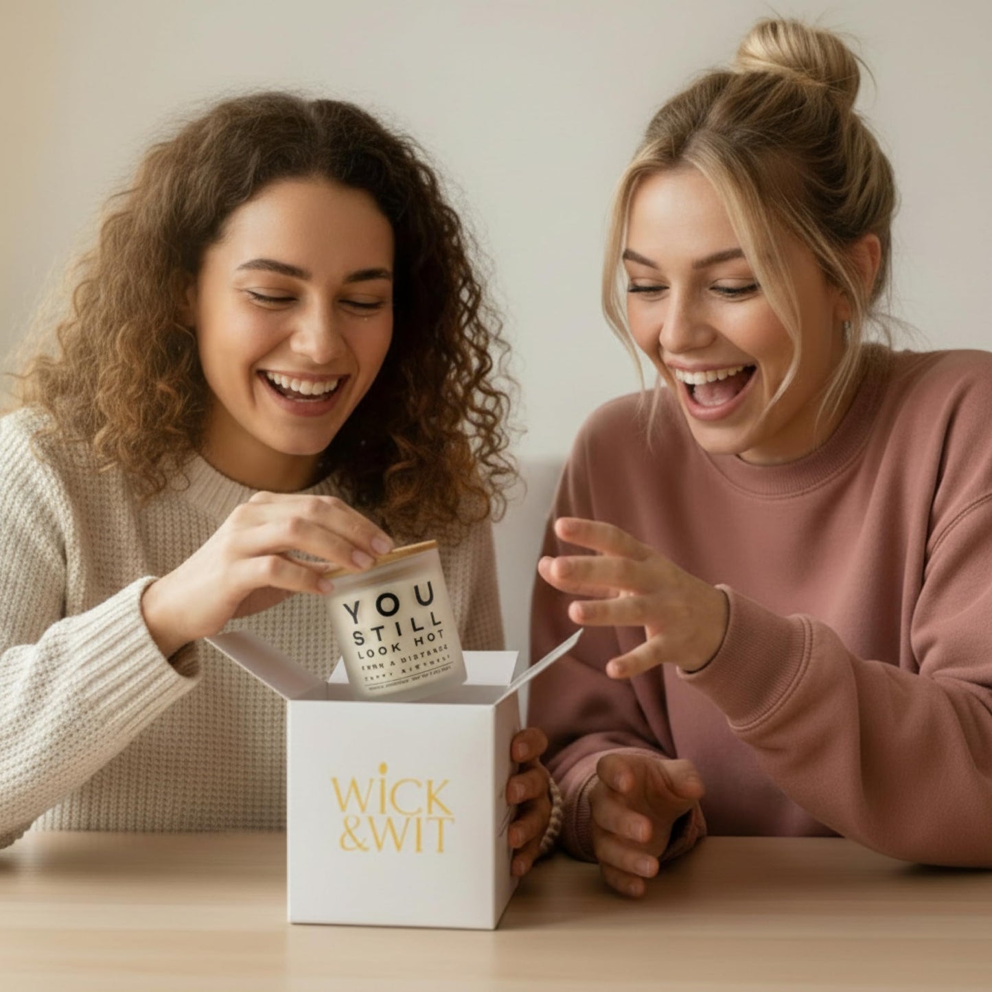 Funny Birthday Gifts for Women You Still Look Hot from a Distance Gift Set Playful Gifts for Friend Sister Coworket BFF Vanilla Lavender Soy, 50+ Hour Burn, Ready to Gift Box by Wick and Wit