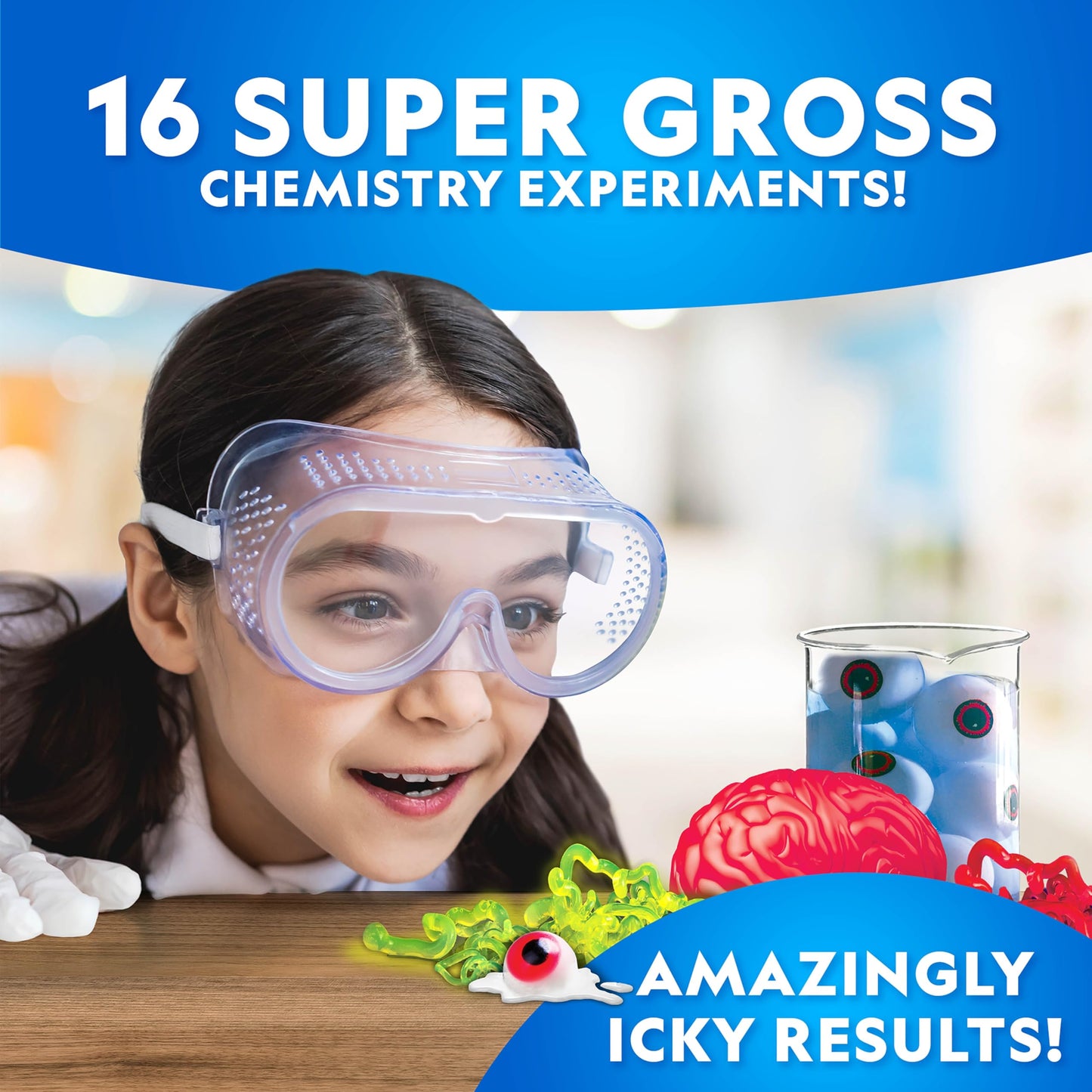 National Geographic Incredibly Gross Science Kit – 16 Disgusting Experiments with Bonus Guide, Yucky Slime Chemistry Set, Learning Toy, STEM Project for Boys and Girls, Birthday Gifts for Kids 8-12