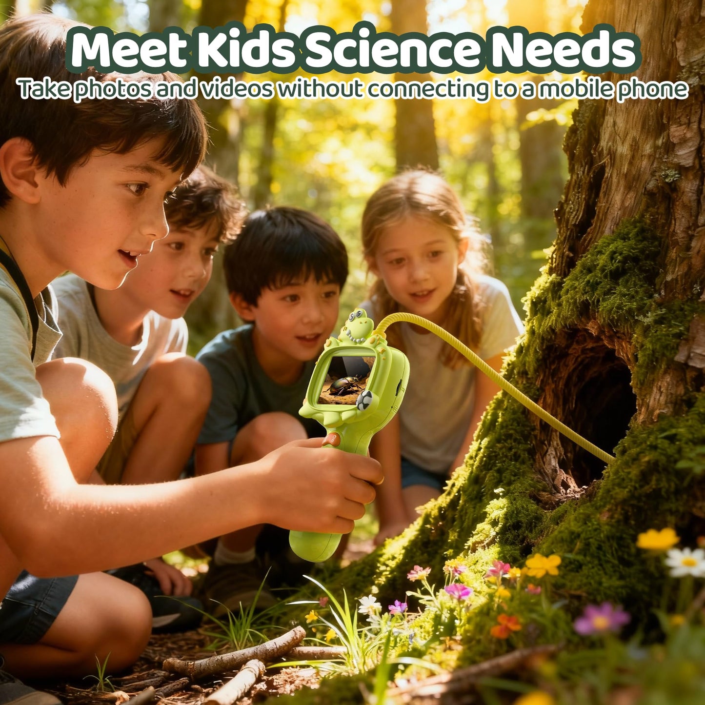 Dinosaur Borescope Snake Camera Toy: Kids Outdoor Toy Kits, Camping Exploration Portable Toy with Lights & 2.4" Screen, Educational STEM Birthday Gift for Boys & Girls 4 5 6 7 8 9 10-Year-Old