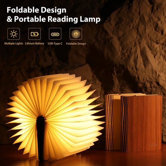 ZBOLE Unique Gifts for Book Lovers Women, 12 Colors Portable Book Lamp with Remote, Folding Book Light, Lovely Gift for Christmas, Birthday, Back to School & Bookshelf & Home Decor (Walnut)