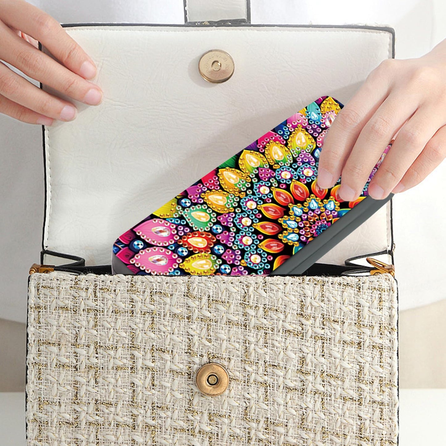 AiYuanzsh DIY Diamond Painting Glasses Case, Mandala Flower Eyeglass Storage Box, Colorful 5D Diamond Art Kit for Adults, Travel Sunglasses Holder, Handmade Craft Gift Idea