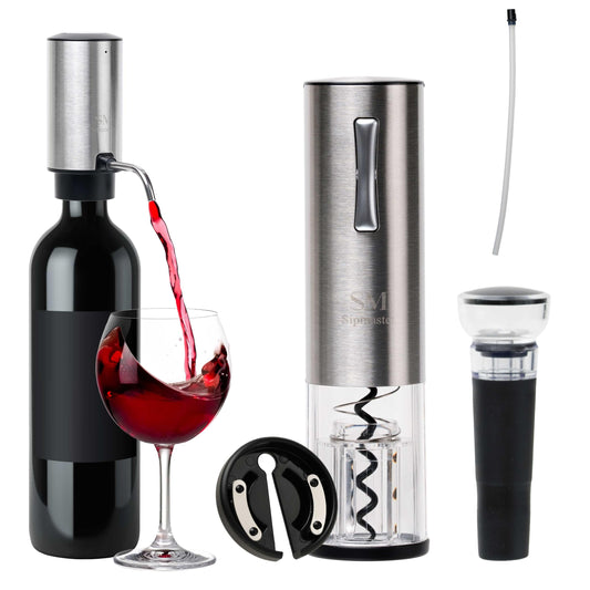 Rechargeable Electric Wine Bottle Opener Set with Wine Aerator, Foil Cutter, Bottle Stoppers, and Wine Aerator Pourer Spout — Perfect for Home, Bar, Parties & Outdoors
