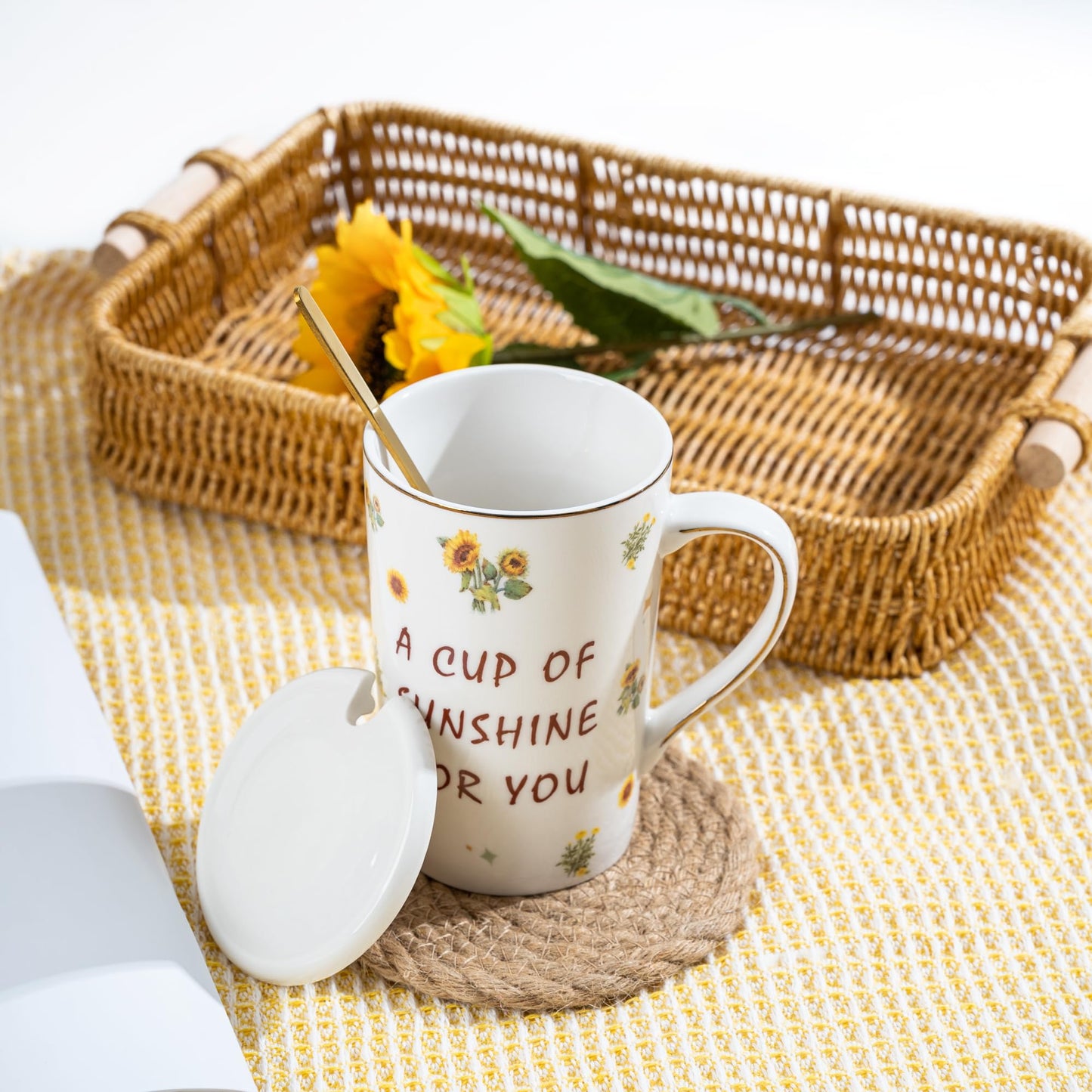 TOYIYAR Sunflower-Themed Encouragement Gift Box for Women - Self Care Package with Ultra Soft Flannel Blanket, Best Friend Birthday, Thinking of You Gifts for Her (Luxury Ready-to-Give)