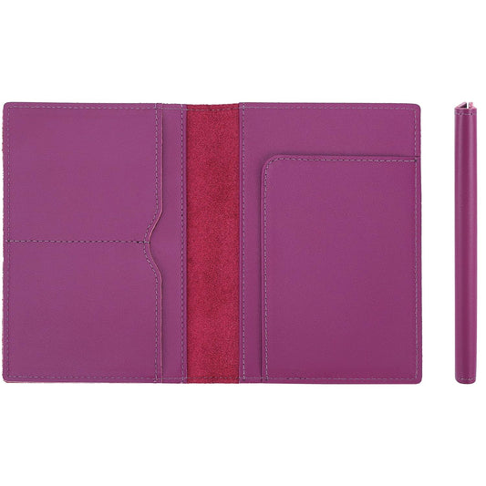 STAR VISTA Albatross Leather Travel Passport Holder, Minimalist Design, Calfskin Leather Case for Women and Men - Slim Passport Wallet, Bifold, RFID Blocking, Violet
