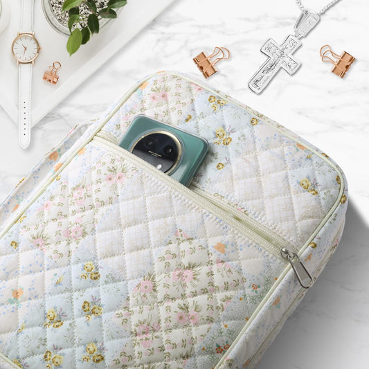 WOBAGMEN Bible Cover Case for Women,Large Bible Tote Bags Organizer Quilted Carrying Case for Girls,Bible Study Supplies Accessories Christian Gifts for Women (Colorful Floral, L)