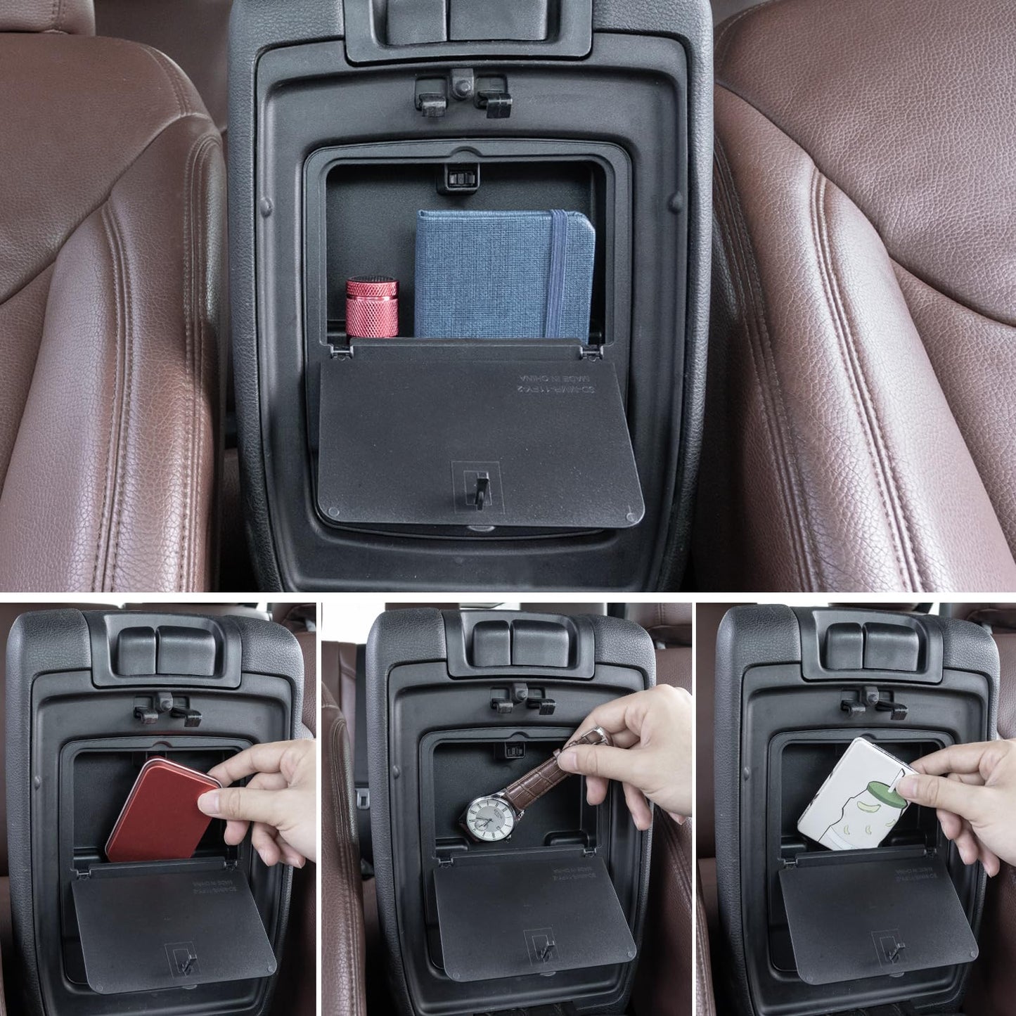 JKCOVER Center Console Hidden Organizer Box Compatible with Jeep Wrangler JK/JKU 2011-2016 2017 2018 Accessories Armrest Secret Compartment One-Touch Hidden Storage （Patent Design）