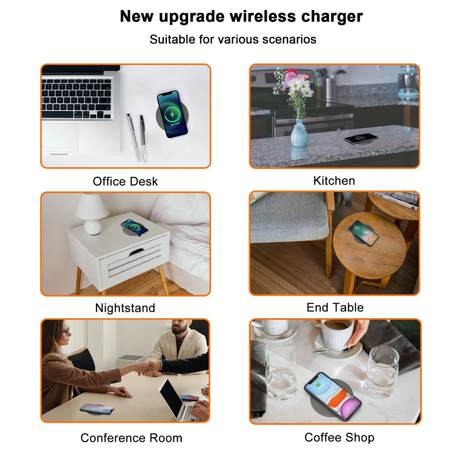 1.57"(40mm) NiiTTER Invisible Wireless Charger, Under Desk Wireless Charger, Under Counter Charging for iPhone 17/16/15/14/13/12/ Samsung Galaxy S25/S24/S23/S22/S21(Adapter Included)