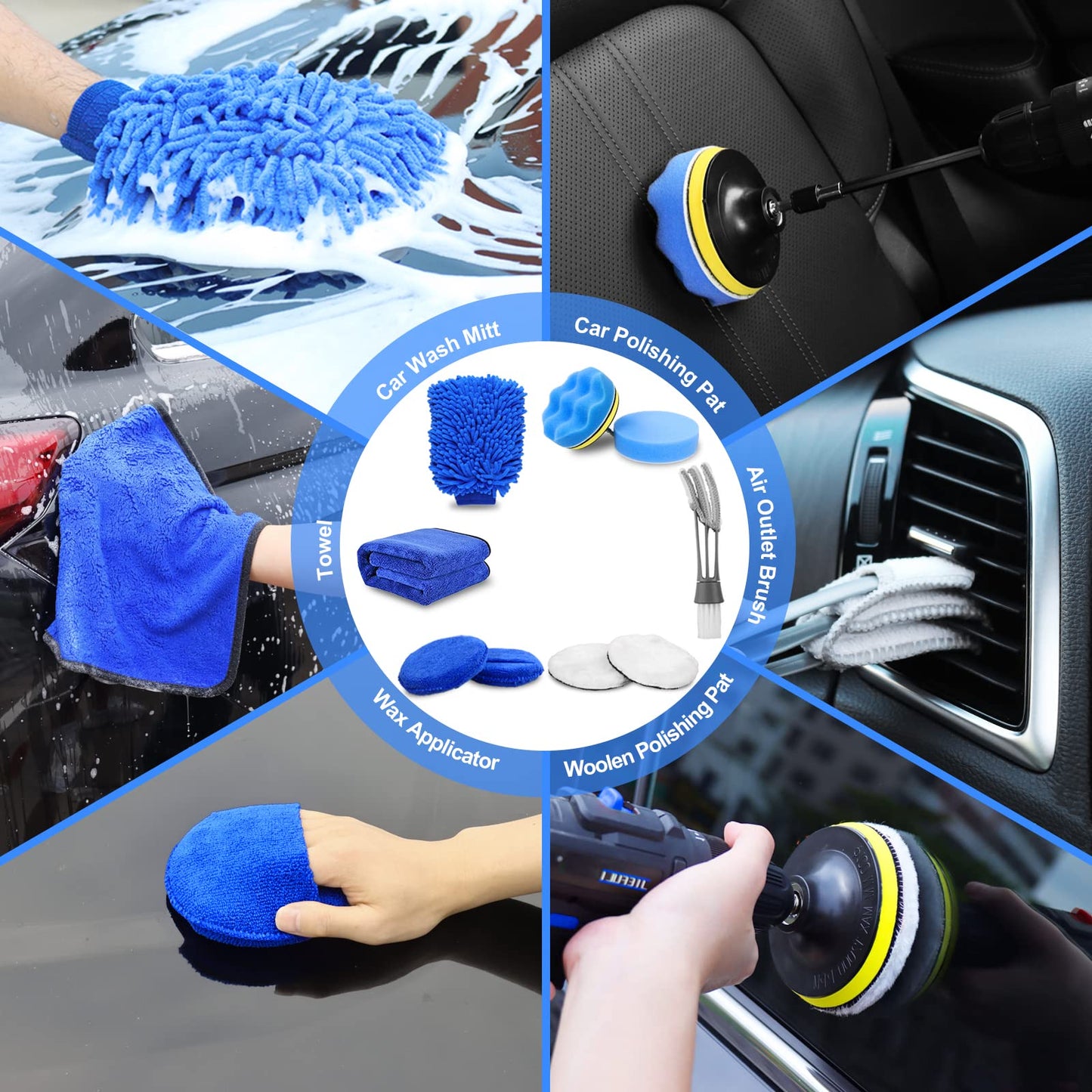 TTRCB 27Pcs Car Detailing Kit, Car Cleaning Kit, Car Detailing Brush Set, Drill Brush Set, Car Detailing Brushes, Car Wash Kit, Car Accessories, Car Cleaning Supplies for Interior, Exterior, Wheels