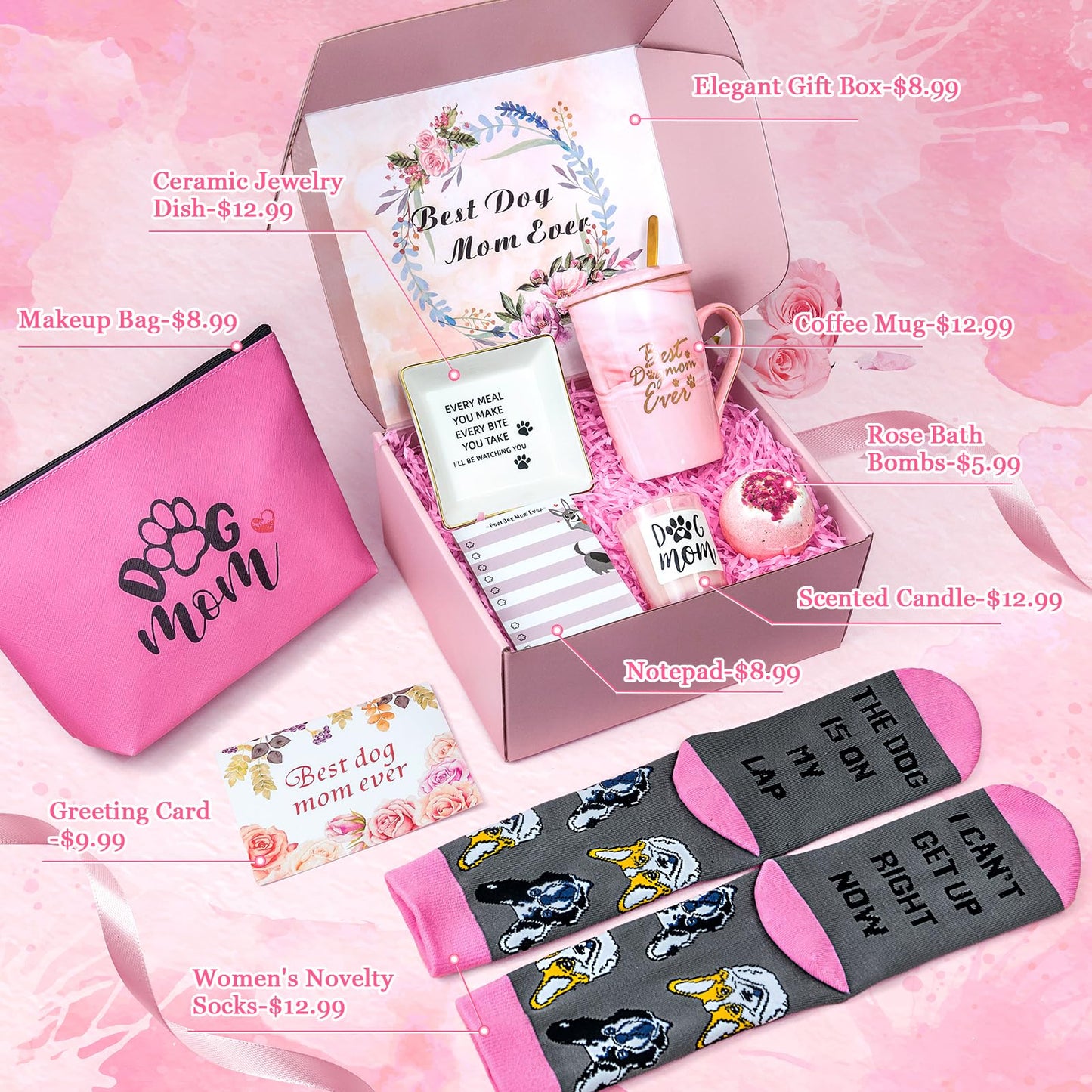 Dog Mom Gifts for Women, Dog Lovers Gifts for Dog Lovers Women, Dog Themed Gift Basket, Birthday Gifts for Women, Mom, Sister, Wife, Unique Gifts for Women, Mothers Day Gift Basket