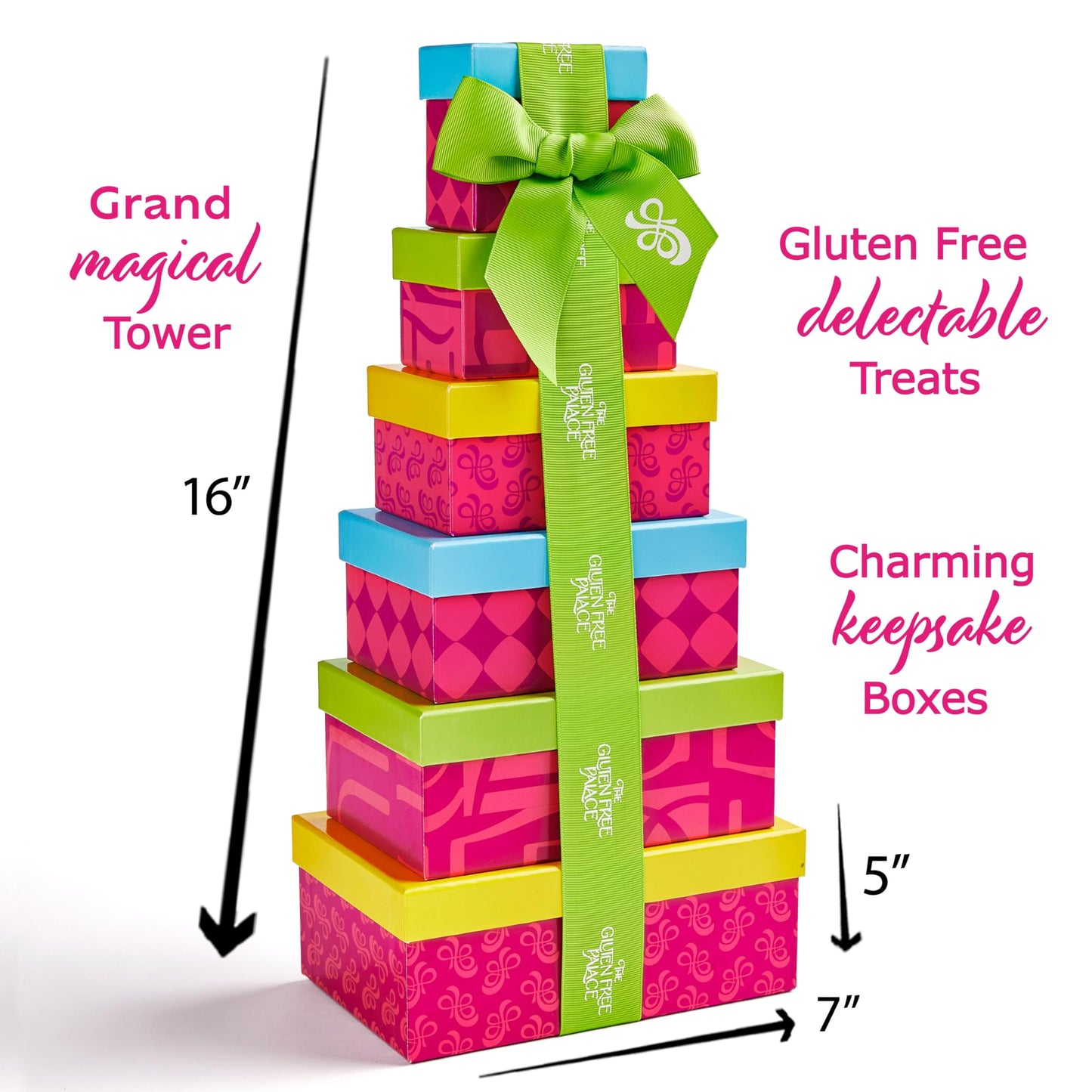 Gluten Free Palace Gift Basket Tower – Premium Gift Basket for Mother's Day – 6‑Tier Elegant Gluten Free Cookie Treat Tower for Families – Gourmet Kosher Gift Tower for Mom, Adults, Corporate, & Friends.