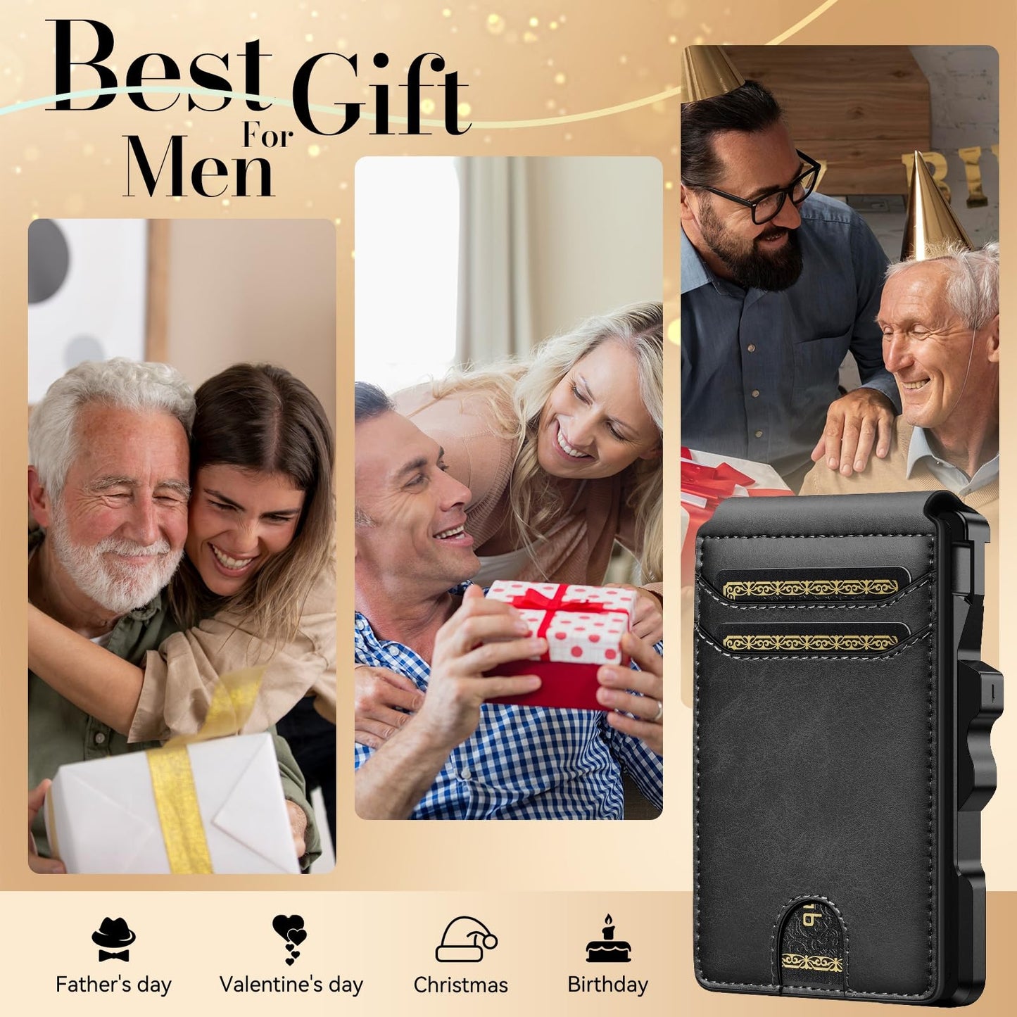 furid Smart Wallet For Men Slim: Rfid Minimalist Pop Up Wallets with Money Clip Metal Credit Card Holder - Gifts for Husband Father at Birthday Anniversary