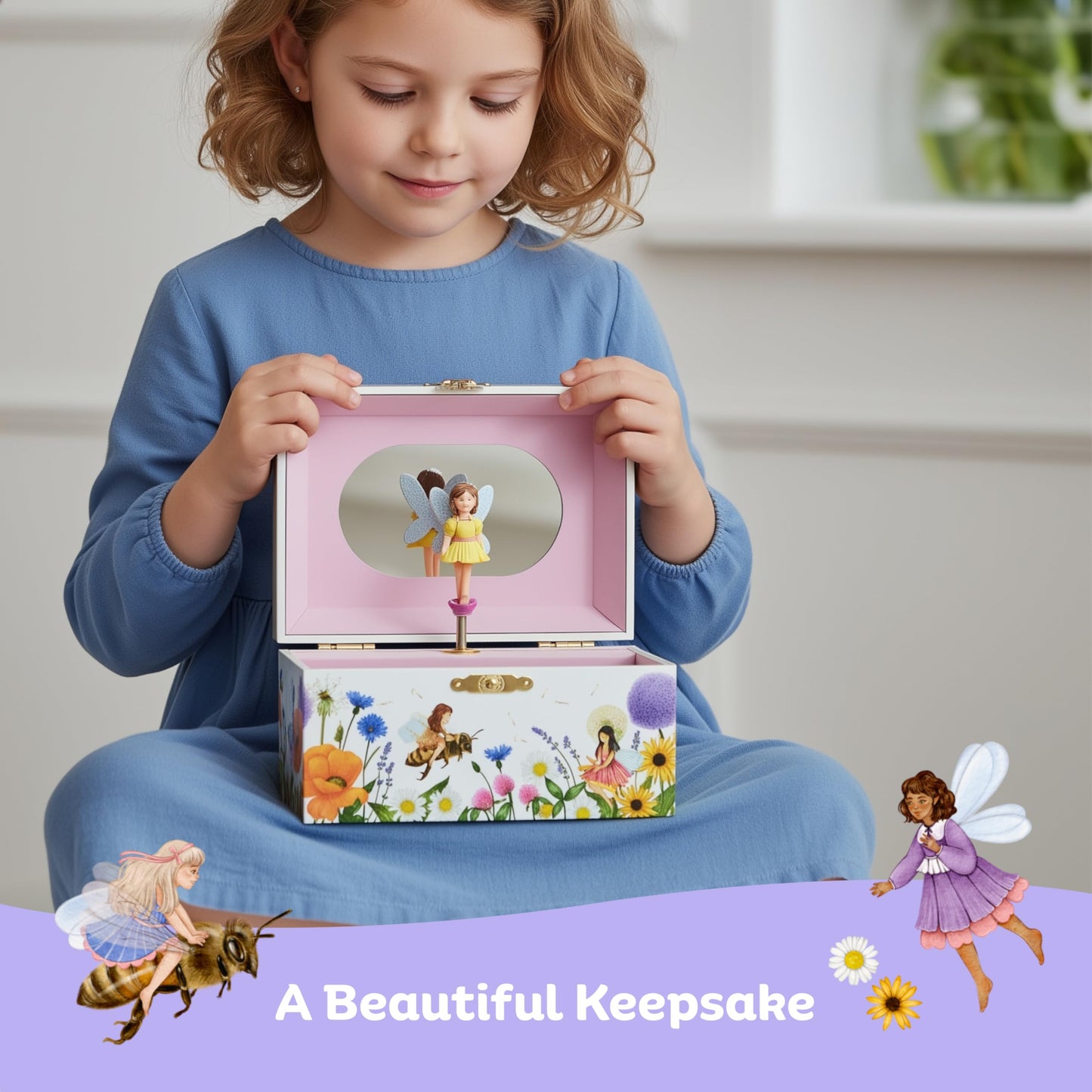 ABI + OLIE Kids Musical Fairy Jewelry Box for Girls - Fairy Toys - A Music Box for Girls