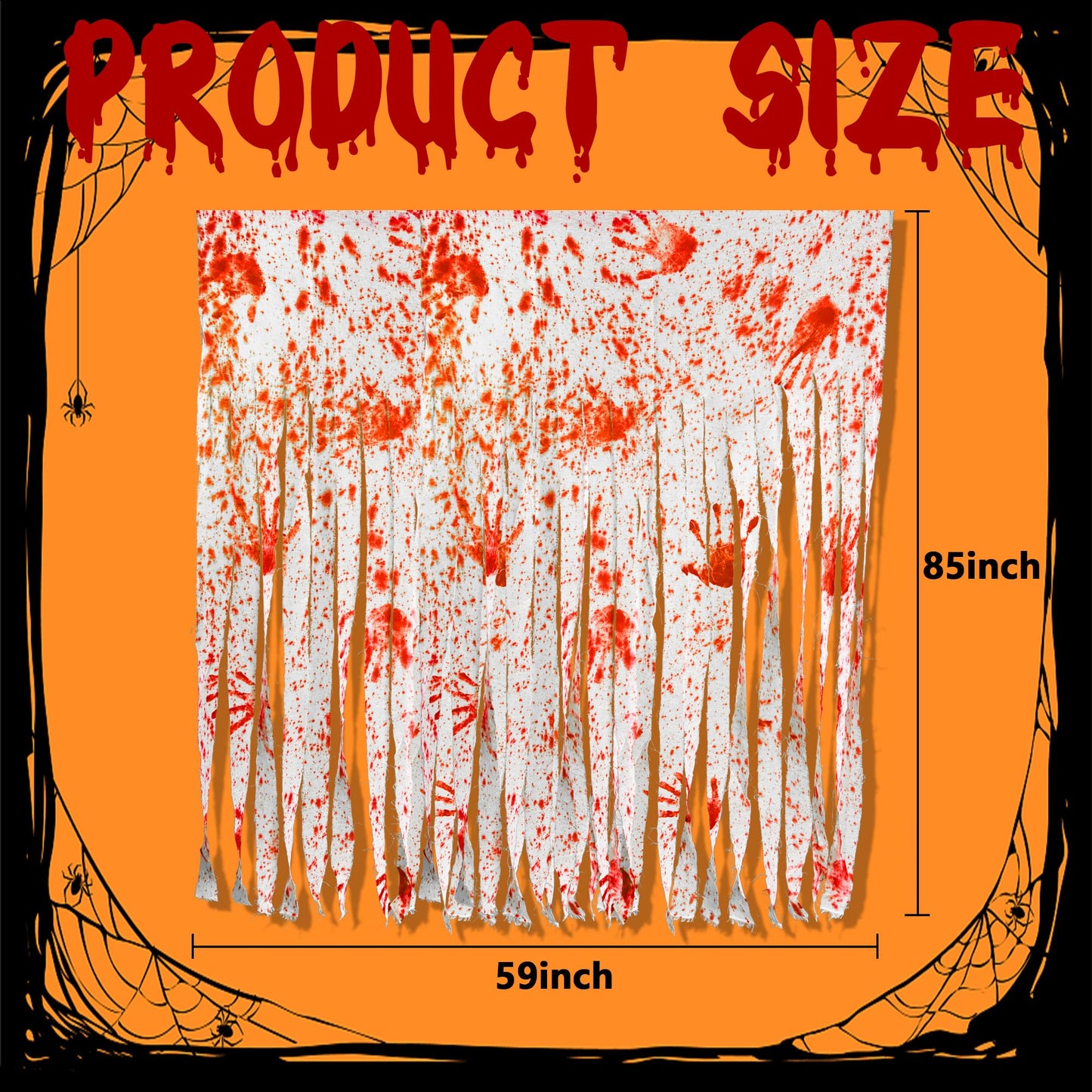 Sfcddtlg 2 Pcs Halloween Door Curtains - 85 x 59 Inch Extra Large Bloody Handprint Doorway Decorations - Scary Creepy Curtain Cloth for Halloween Party Haunted House Decoration