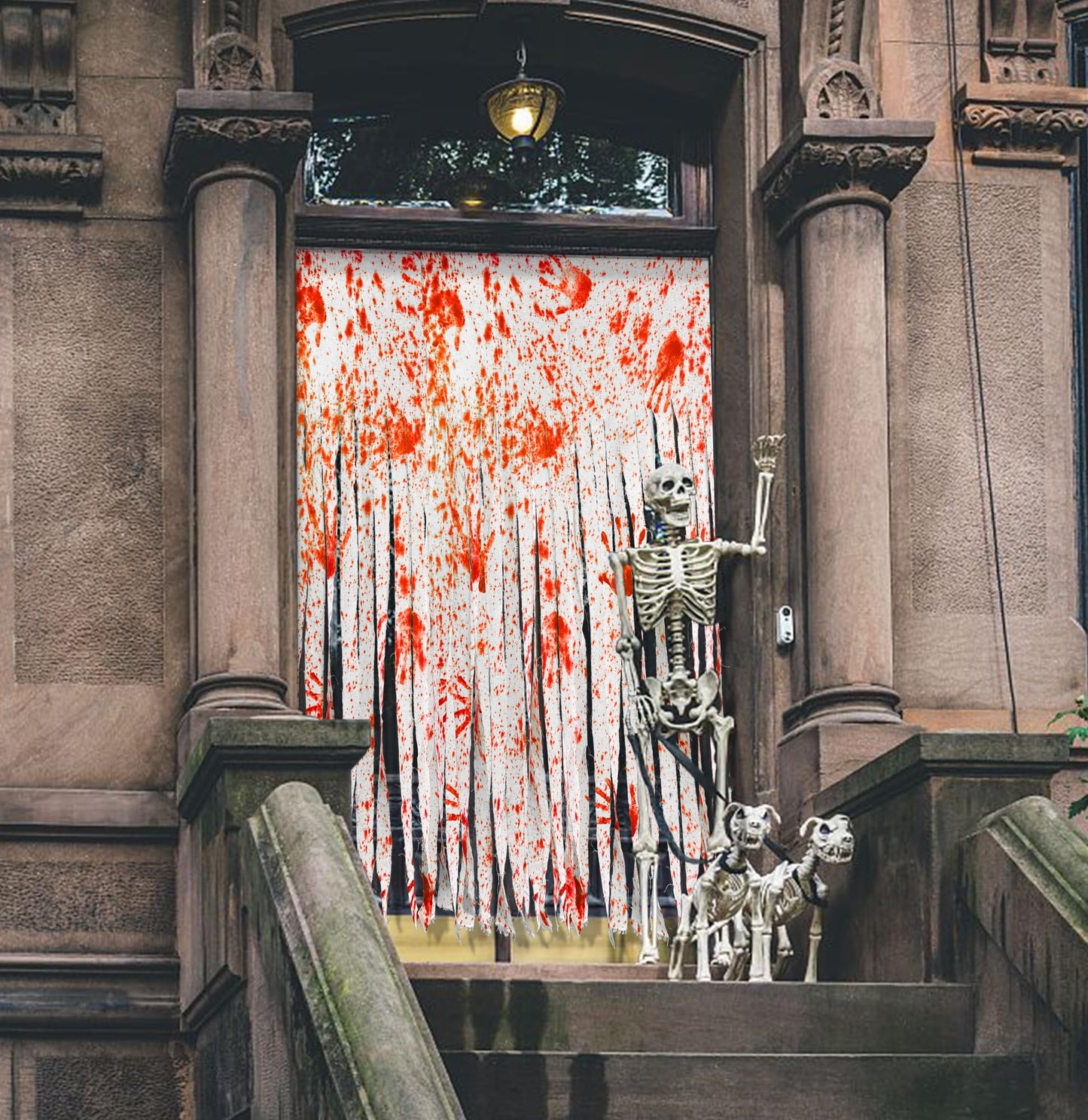 Sfcddtlg 2 Pcs Halloween Door Curtains - 85 x 59 Inch Extra Large Bloody Handprint Doorway Decorations - Scary Creepy Curtain Cloth for Halloween Party Haunted House Decoration
