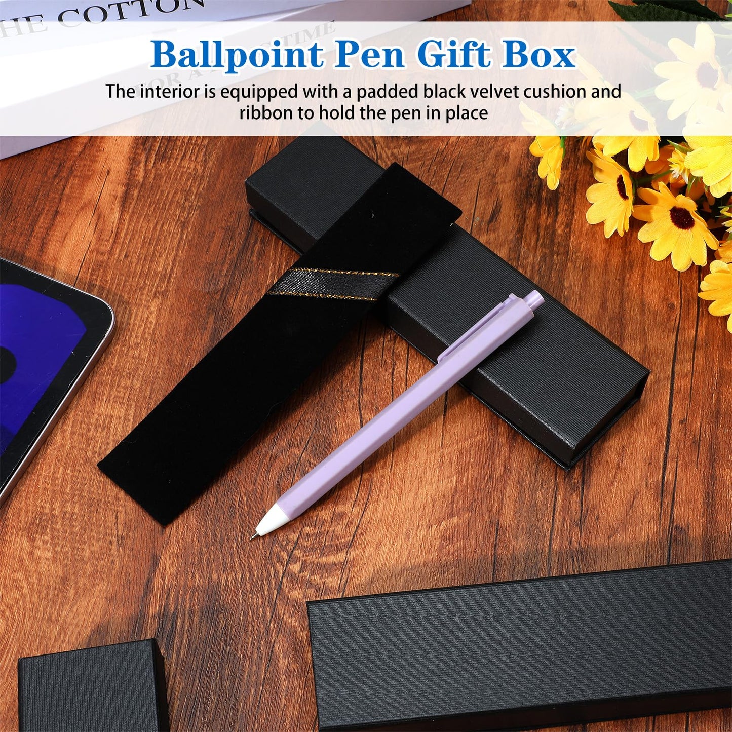 PercyEffie 24pcs pen boxes luxury pens gift boxes bulk pen display case with Lid cushion small flip fountain pens case for Jewelry Gift Business Birthday Souvenir Office Supplies
