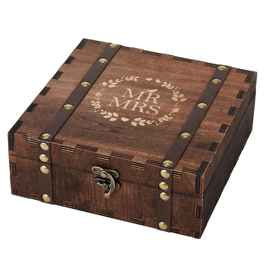 AW BRIDAL Mr and Mrs Wedding Keepsake Box for Couples, Bridal Shower Gifts for Bride to Be, 2026 Engagement Gift for Newly Engaged Couple, Wooden Memory Boxes with Lids