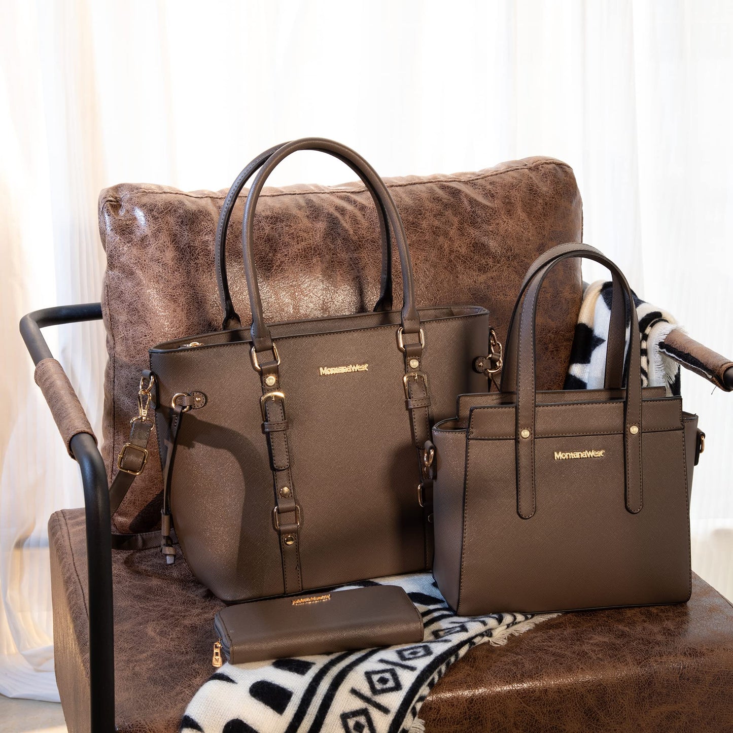 Montana West 3PCS Purses for Women Tote Bag and Wallet Set Shoulder Satchel Crossbody Bags Leather Handbag for Gift Travel Casual Work MWC3-C032WGY